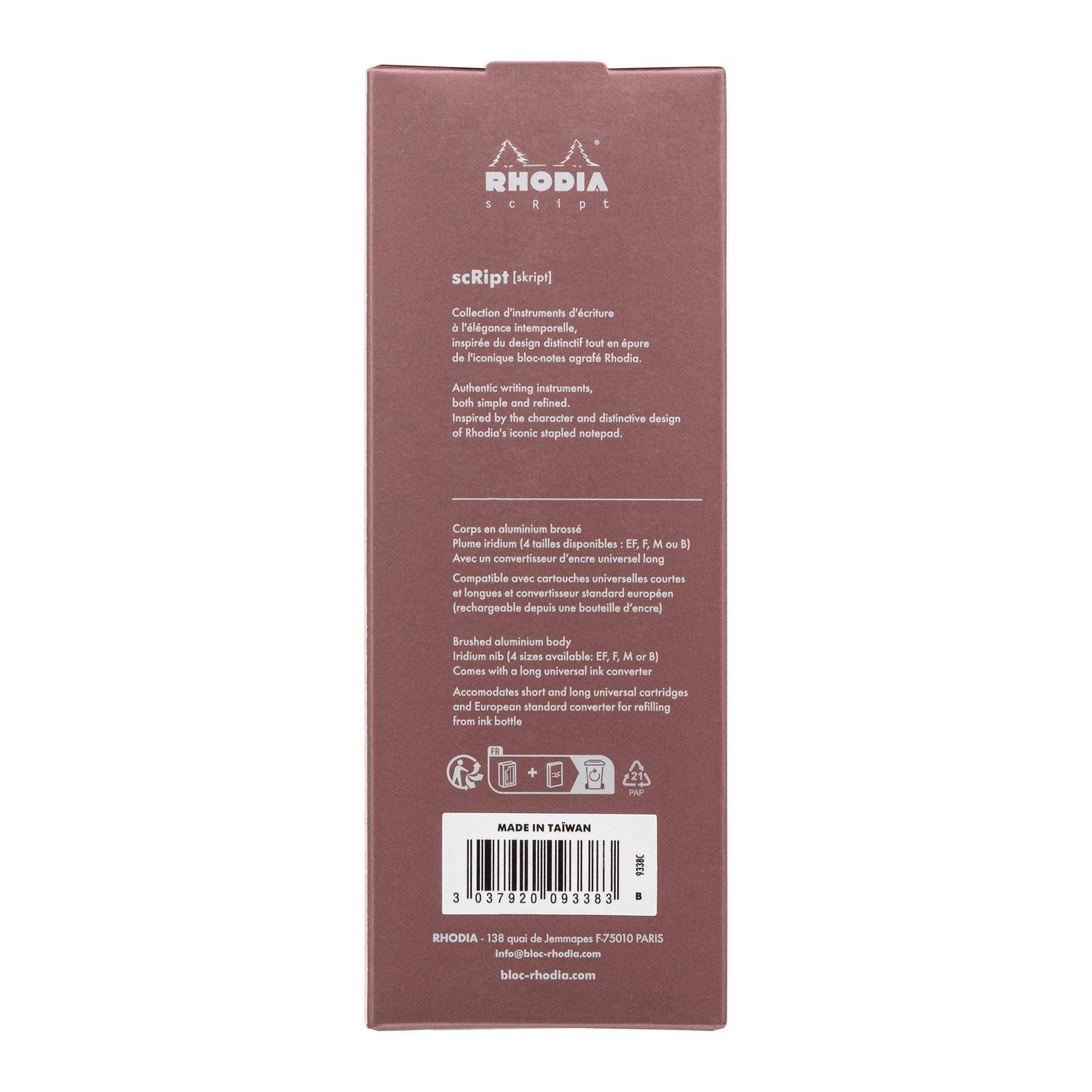 Rhodia Rhodia scRipt, Füllfederhalter, Federstärke B - Braun| 9338C