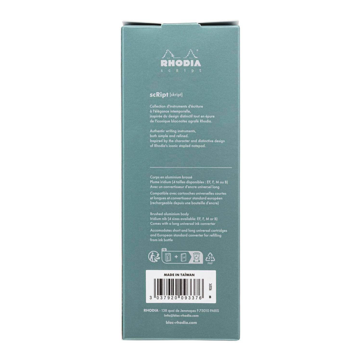Rhodia Rhodia scRipt, Füllfederhalter, Federstärke B - Salbeigrün 9337C