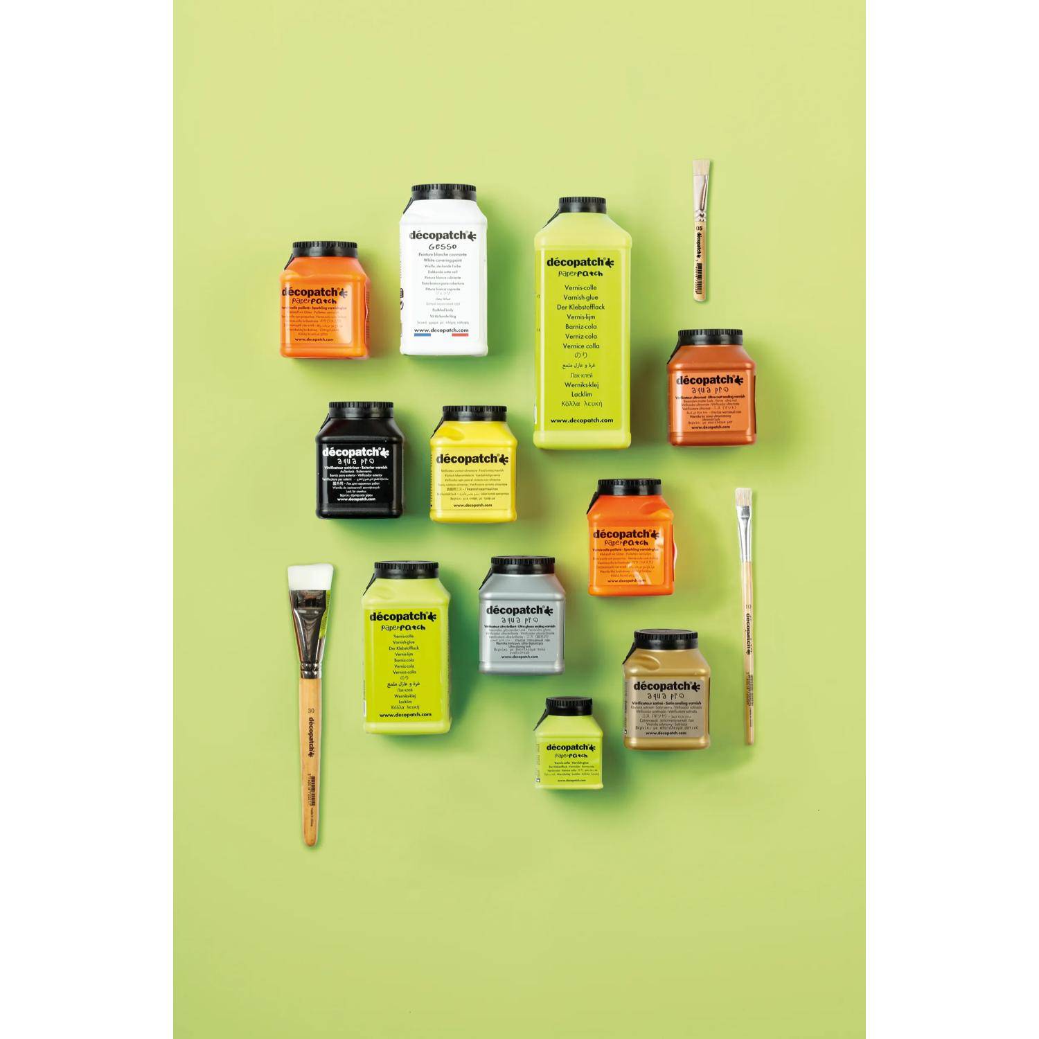 Décopatch 60x Klebstofflack 70ml, mehrsprachig (FR/EN/DE/NL) Grün PP70AO