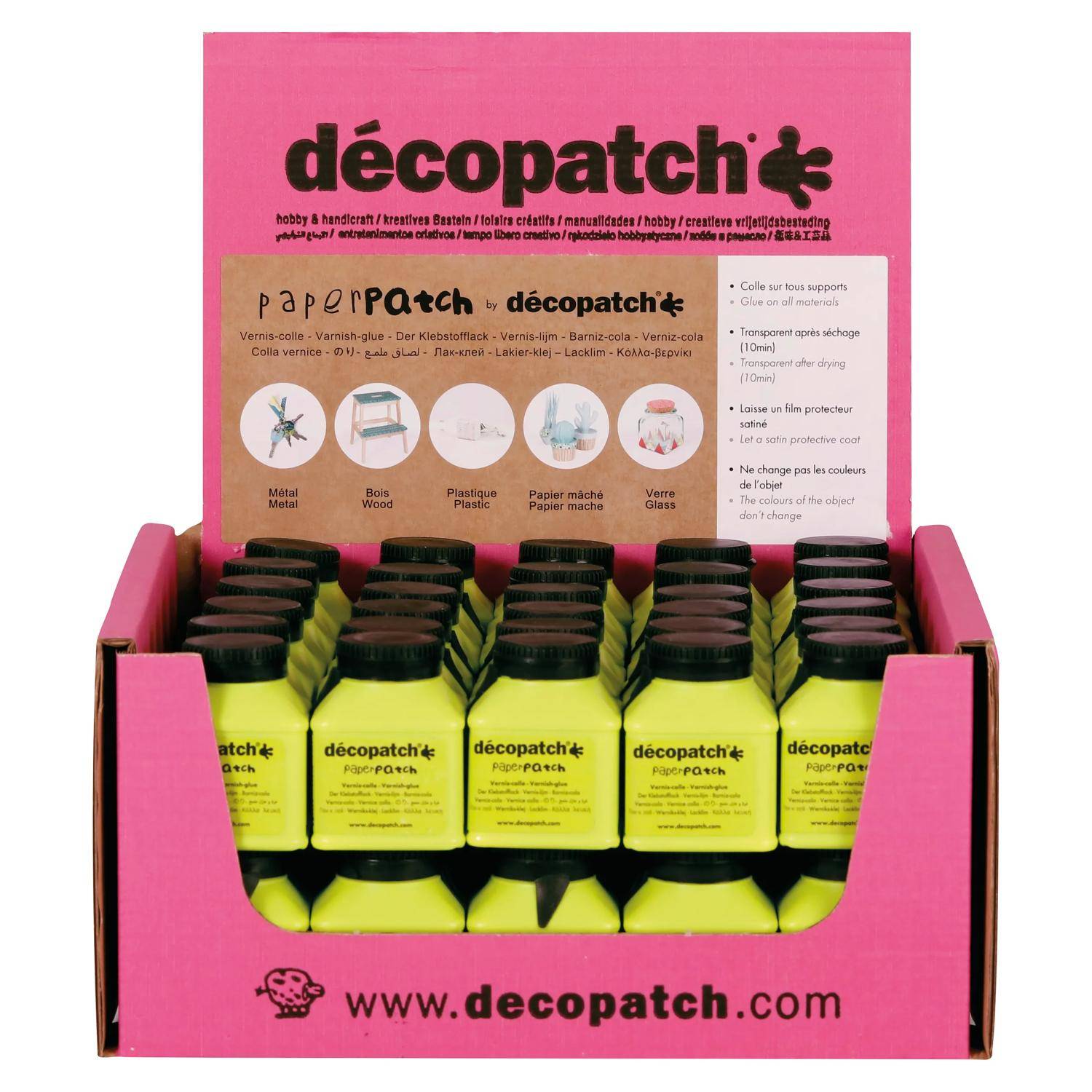 Décopatch 60x Klebstofflack 70ml, mehrsprachig (FR/EN/DE/NL) Grün PP70AO