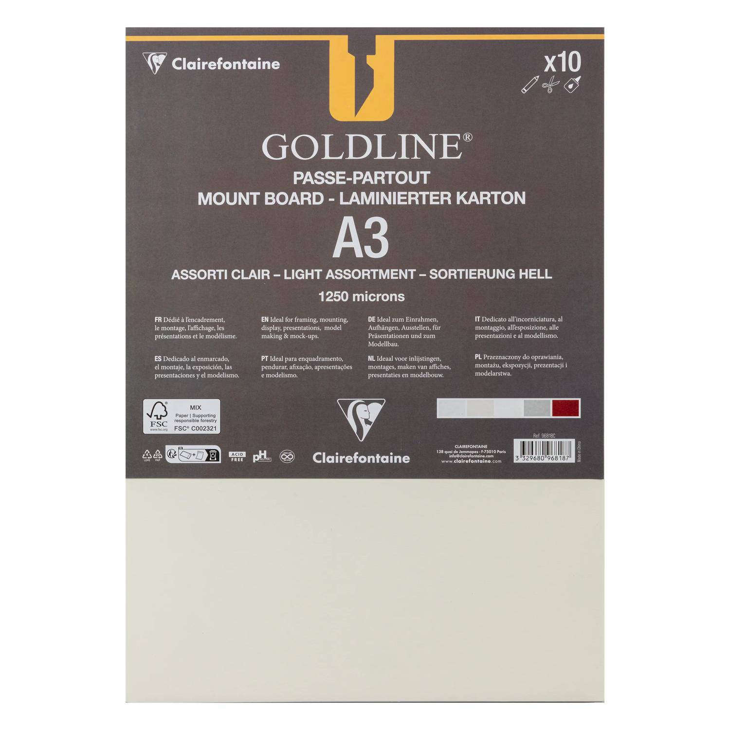Clairefontaine 10 Passep A3 sort hell 1,25 mm 96818C