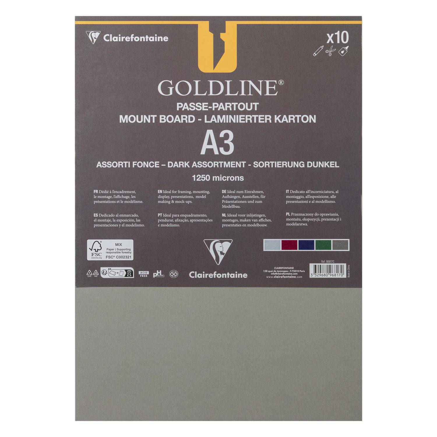 Clairefontaine 10 Passepartout A3 sortiert 1,25 mm 96817C