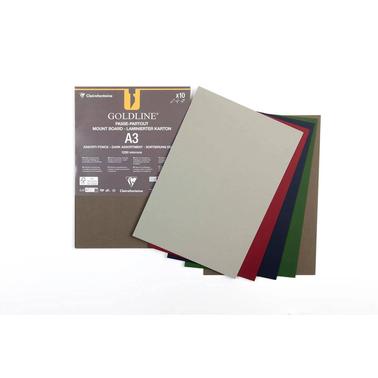 Clairefontaine 10 Passepartout A3 sortiert 1,25 mm 96817C