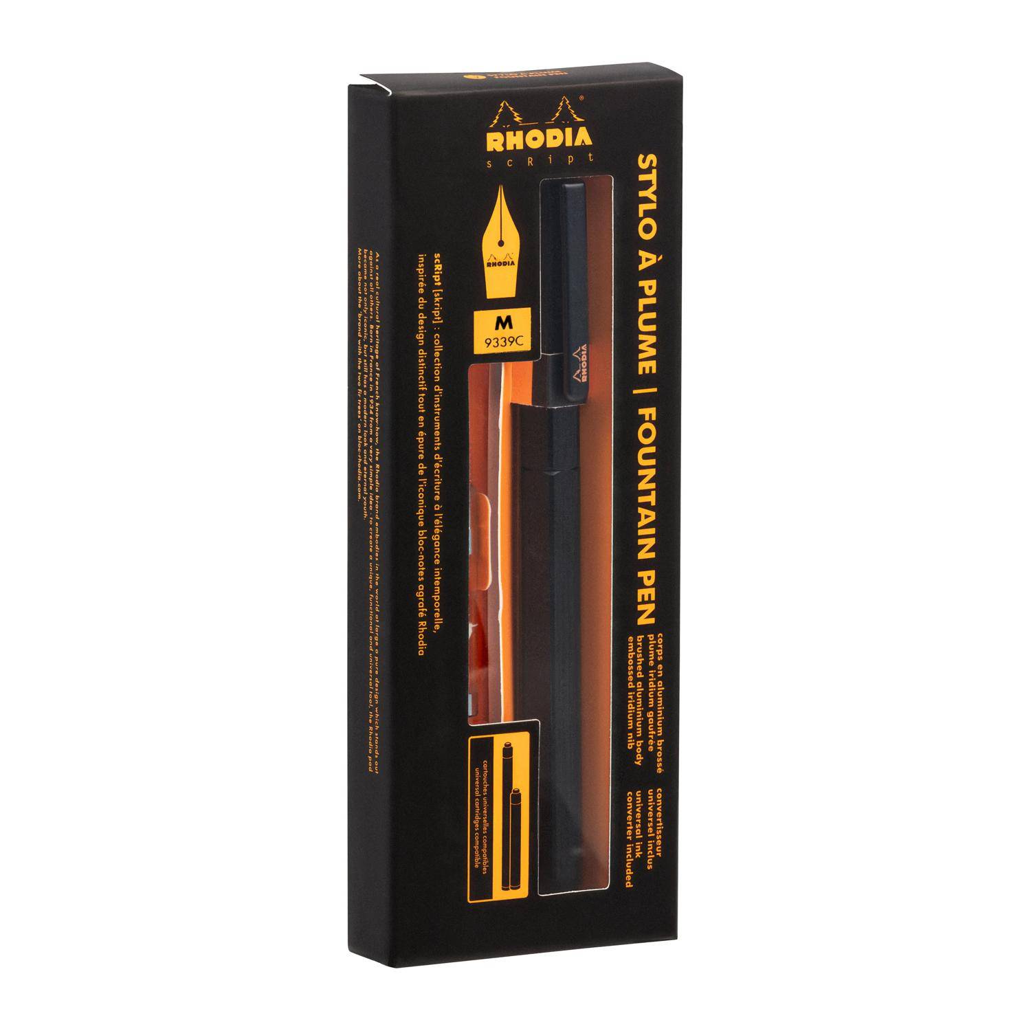 Rhodia Rhodia scRipt, Füllfederhalter, Federstärke M - Schwarz 9339C