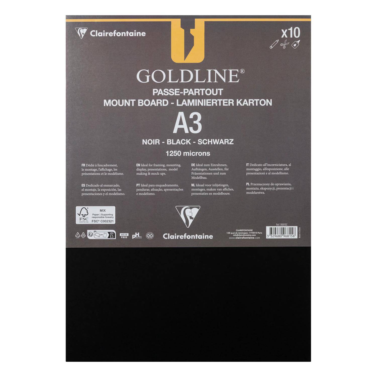 Clairefontaine 10 Passepartouts A3 sw, 1,25 mm 96815C