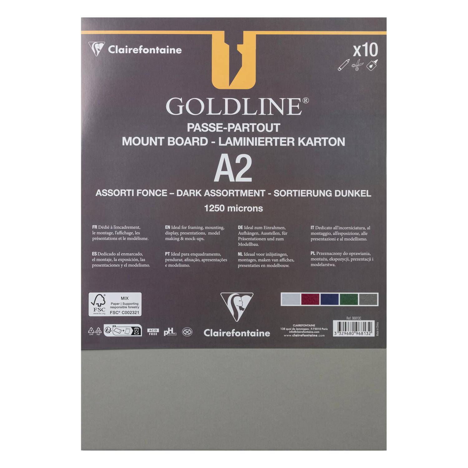 Clairefontaine 10 Passepartout A2 sortiert 1,25 mm 96813C