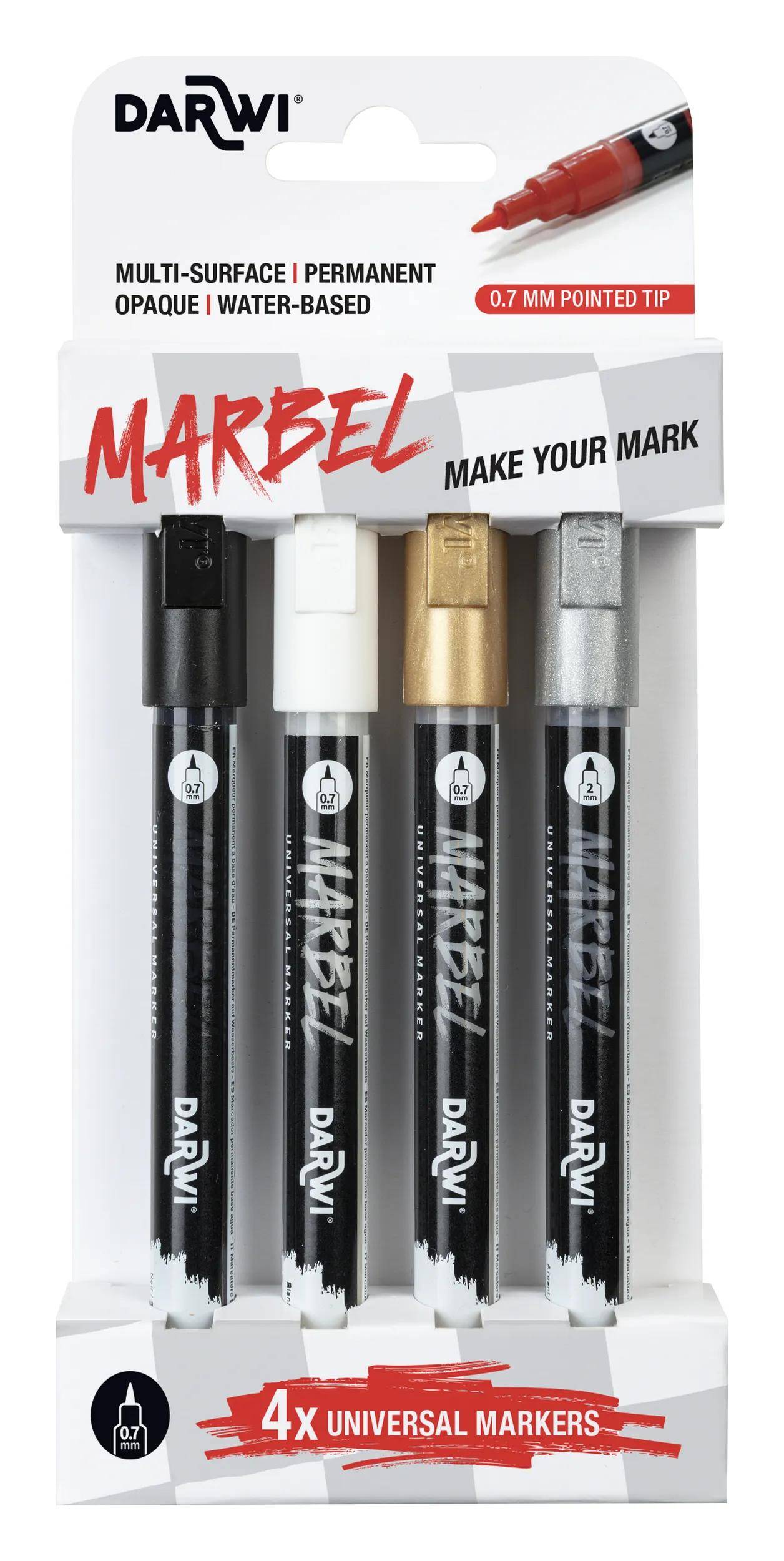 Darwi Marbelset 4 Markers 0,7mm Pastel DA0223001K01C