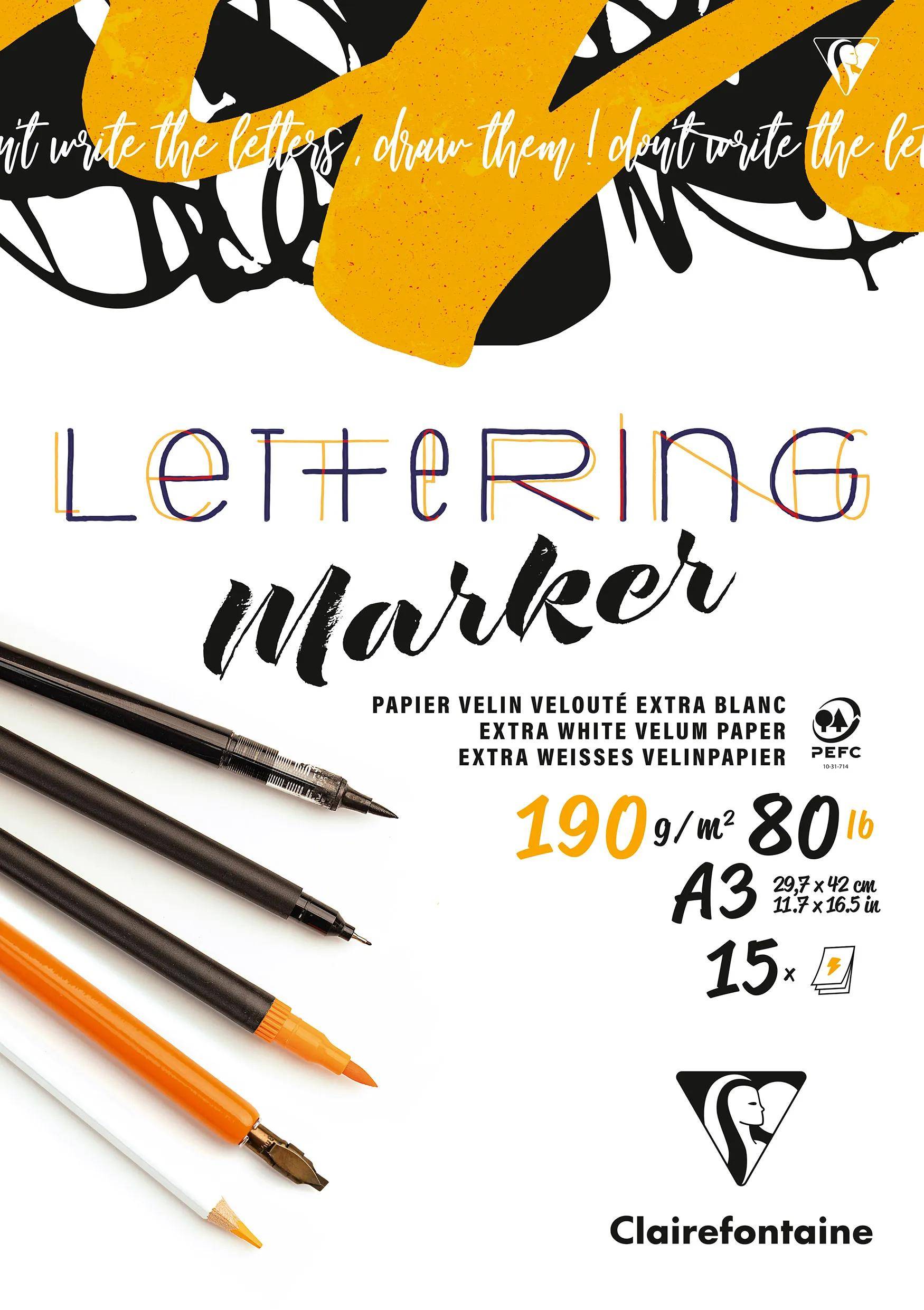 Clairefontaine 5x Lettering-Block A3 15Bl Velin 190 g 96582C