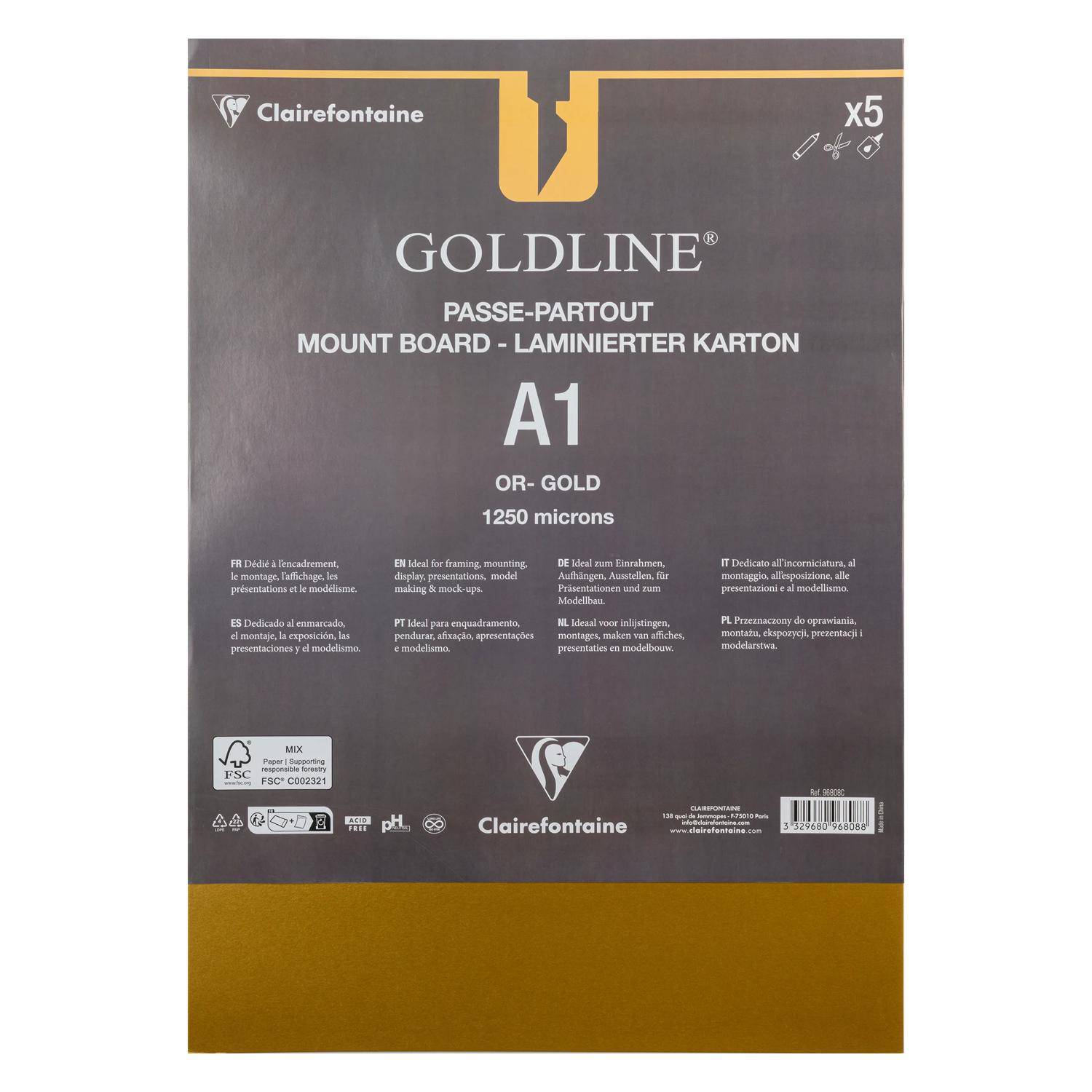 Clairefontaine 5 Passepartouts A1 Gold 1,25 mm 96808C