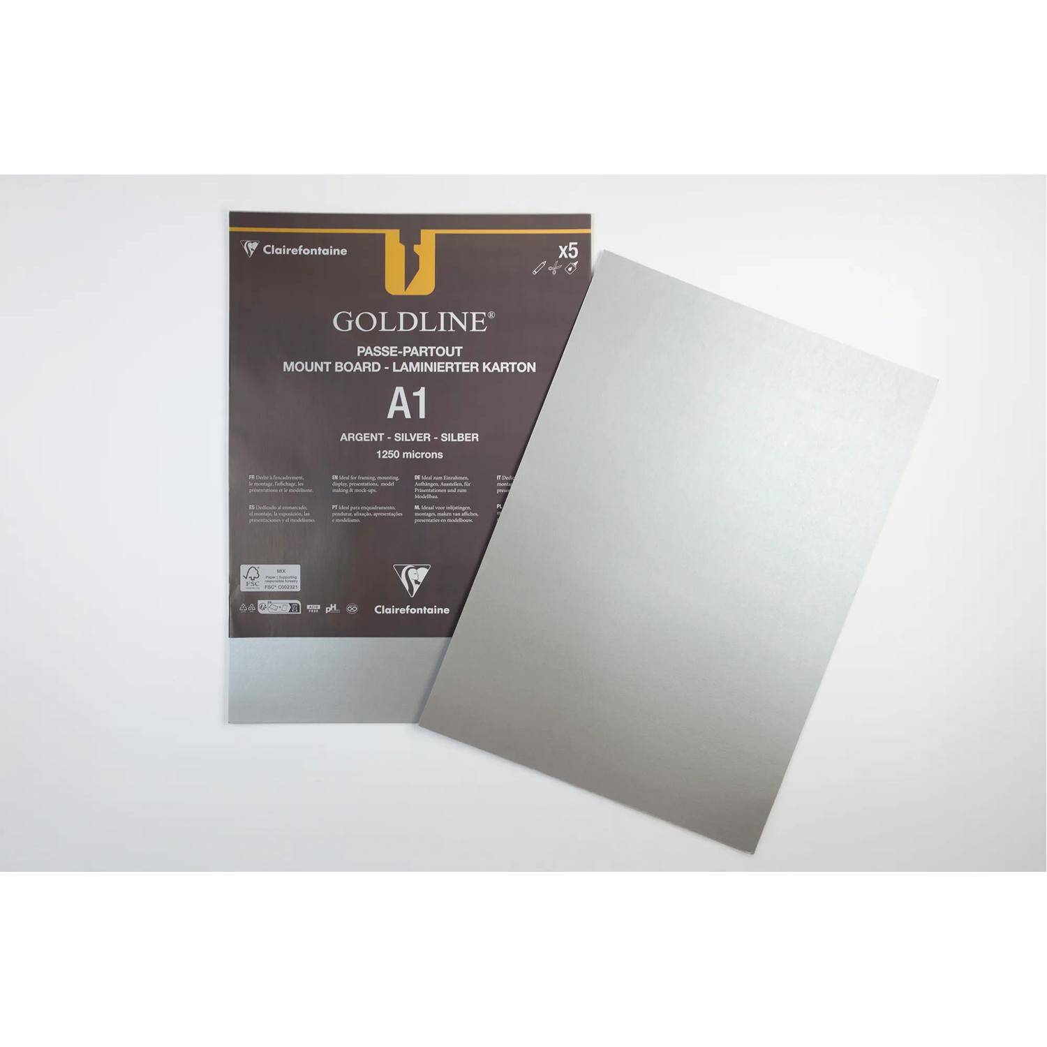 Clairefontaine 5 Passepartouts A1 Silber 1,25 mm 96809C