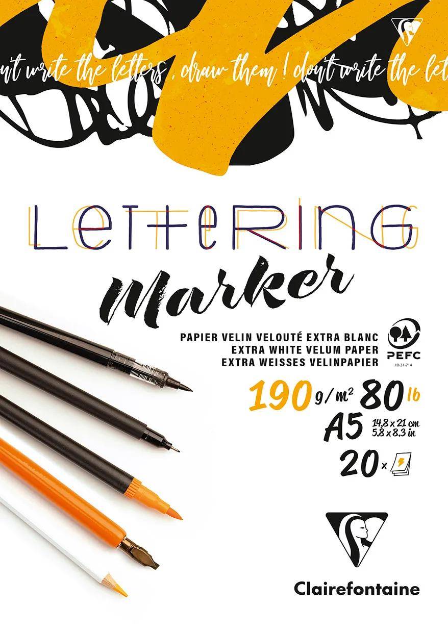 Clairefontaine 5x Lettering-Block A5 20Bl Velin 190 g 96580C