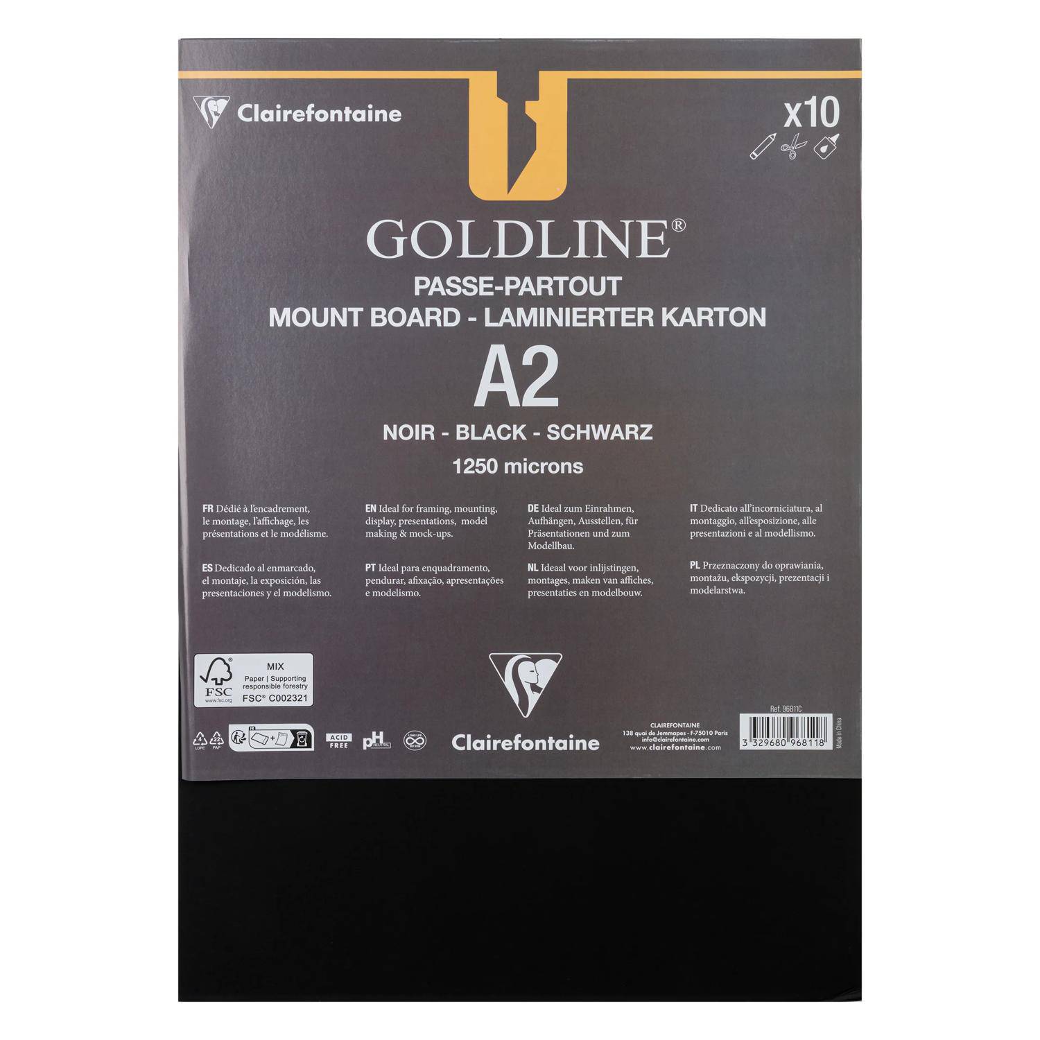 Clairefontaine 10 Passepartouts A2, sw, 1,25 mm 96811C