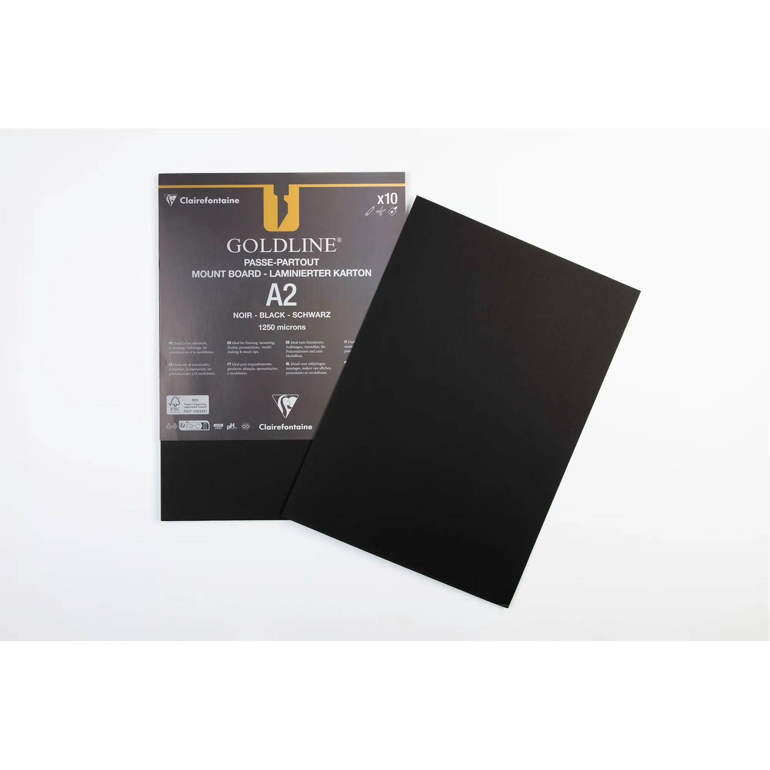 Clairefontaine 10 Passepartouts A2, sw, 1,25 mm 96811C