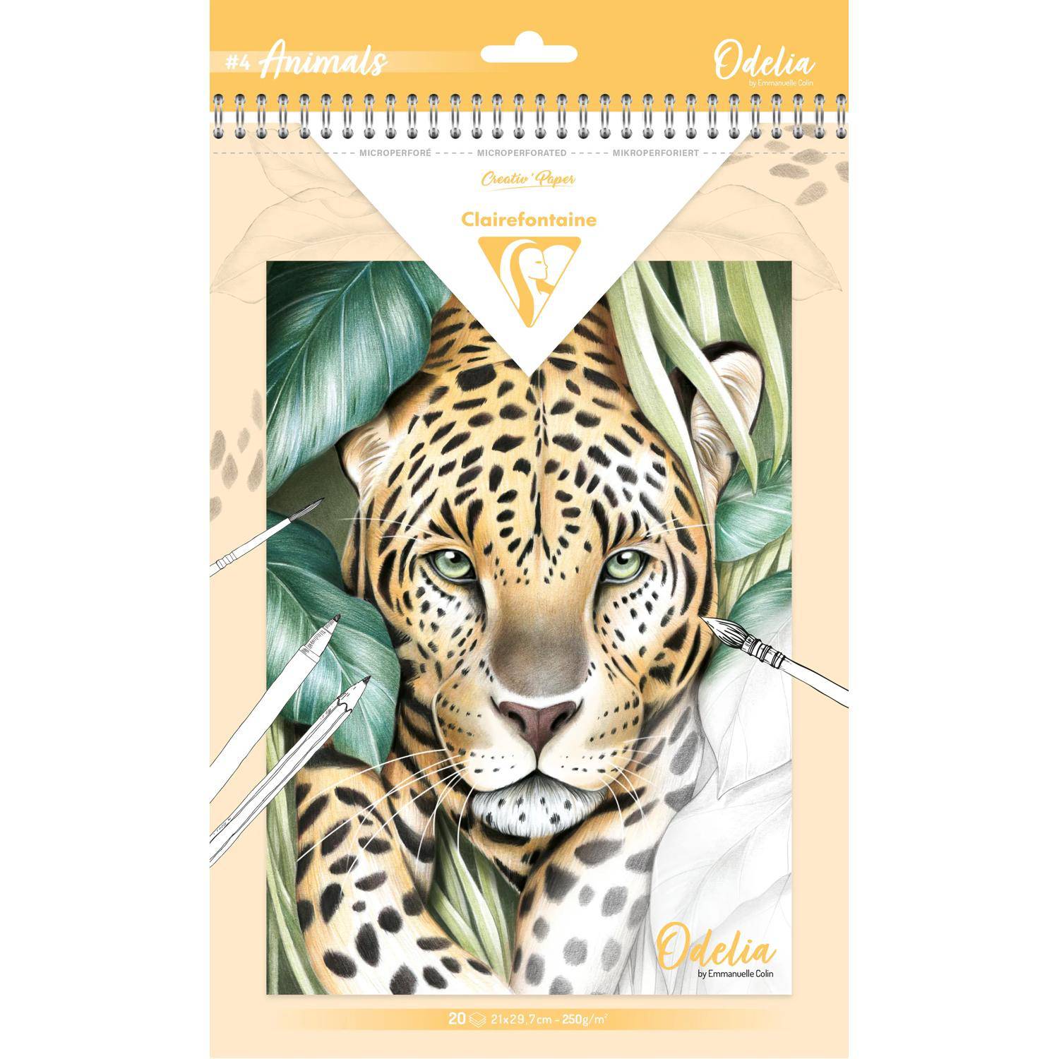 Clairefontaine 5x Odelia Malblock 20Bl A4 250g Tiere 95744C