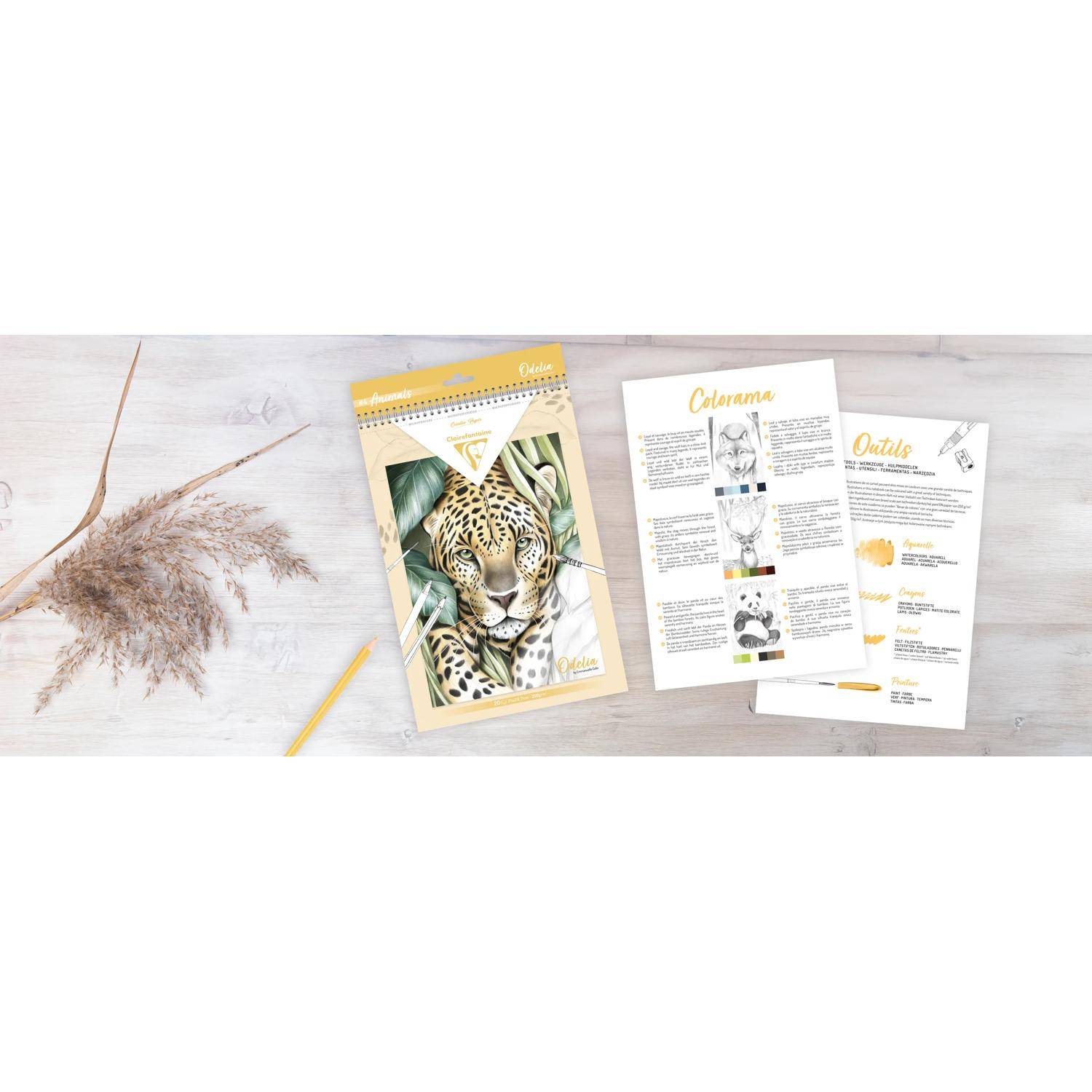 Clairefontaine 5x Odelia Malblock 20Bl A4 250g Tiere 95744C