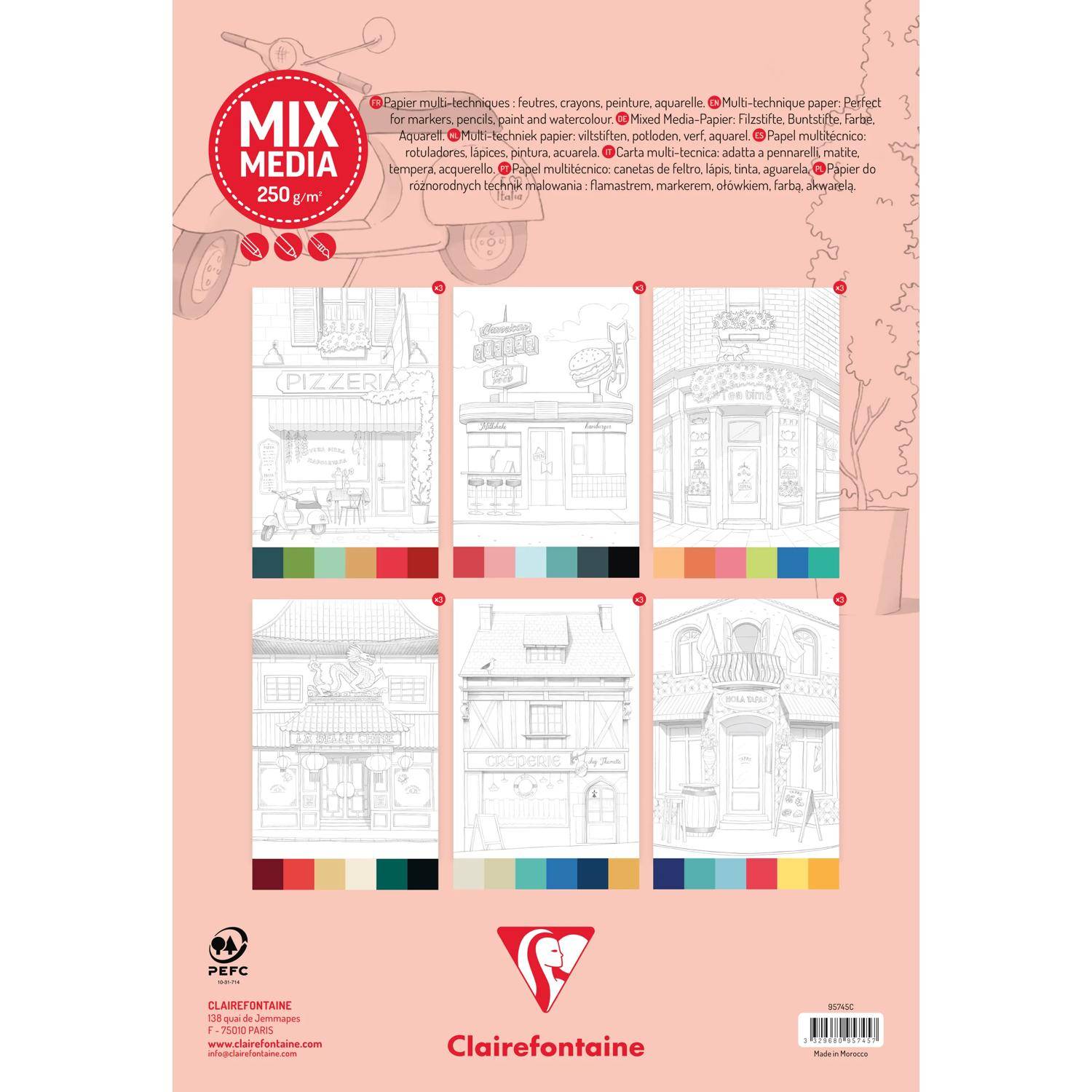 Clairefontaine 5x Odelia Malblock 20Bl A4 250g Kueche 95745C