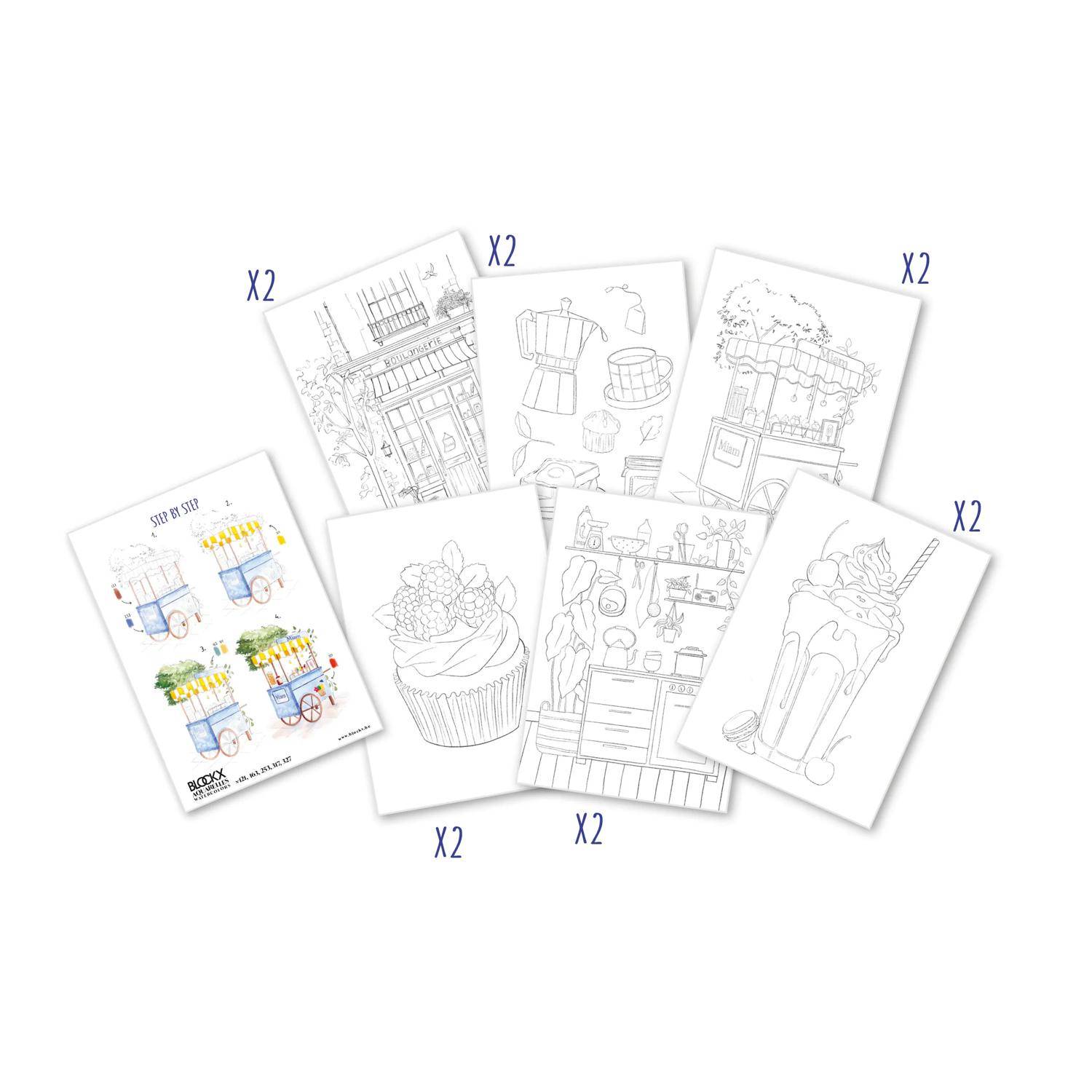 Clairefontaine 5x Aquarellblock Vorlagen A5 16Bl 300g 976071C