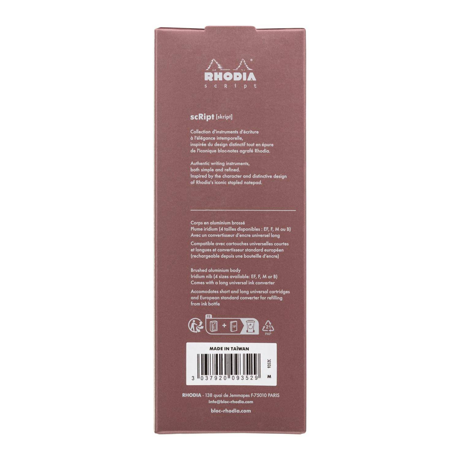 Rhodia Rhodia scRipt, Füllfederhalter, Federstärke M - Braun| 9352C