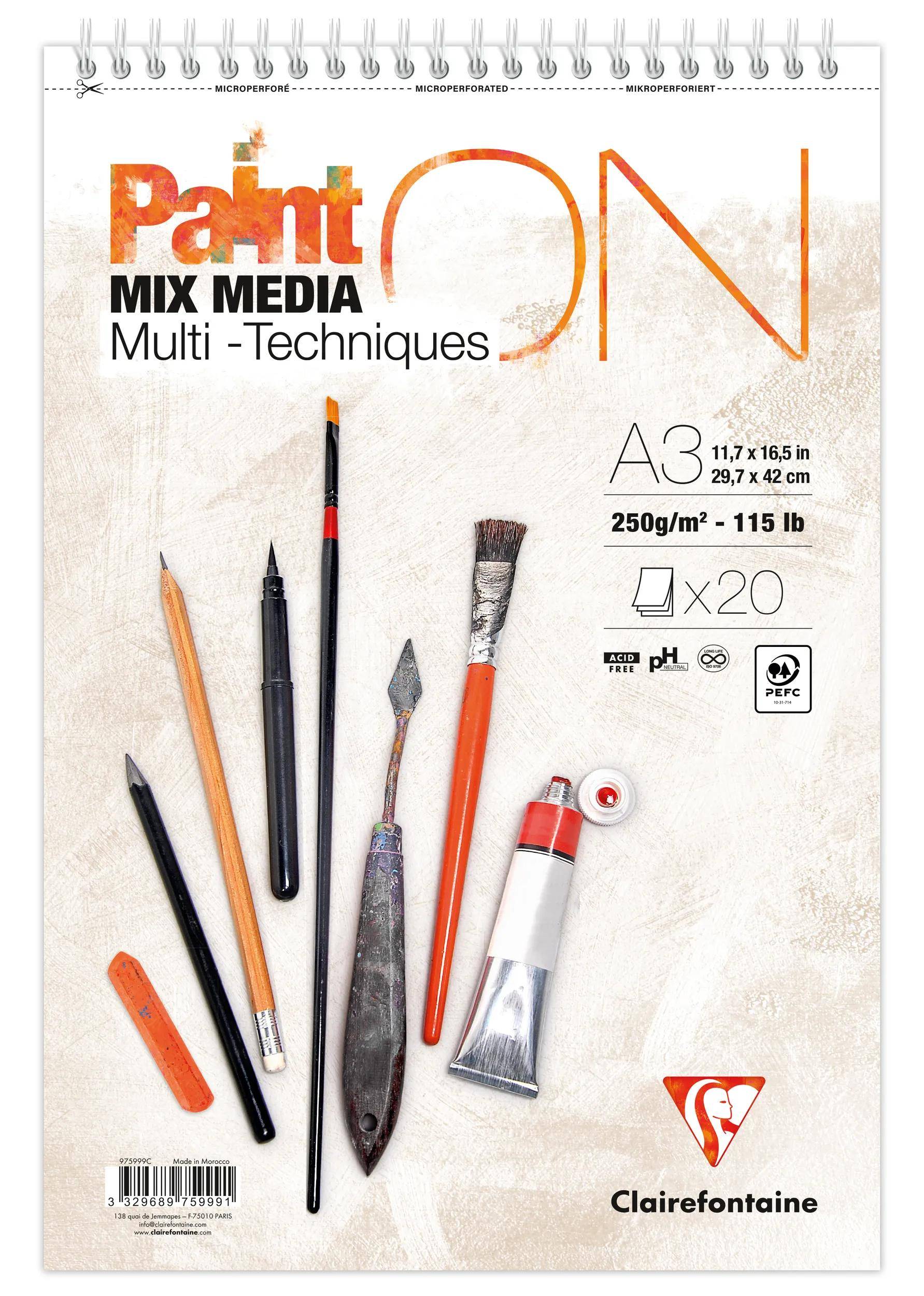 Clairefontaine 2x PaintON Spir weis 20Bl 250g A3+ 975999C