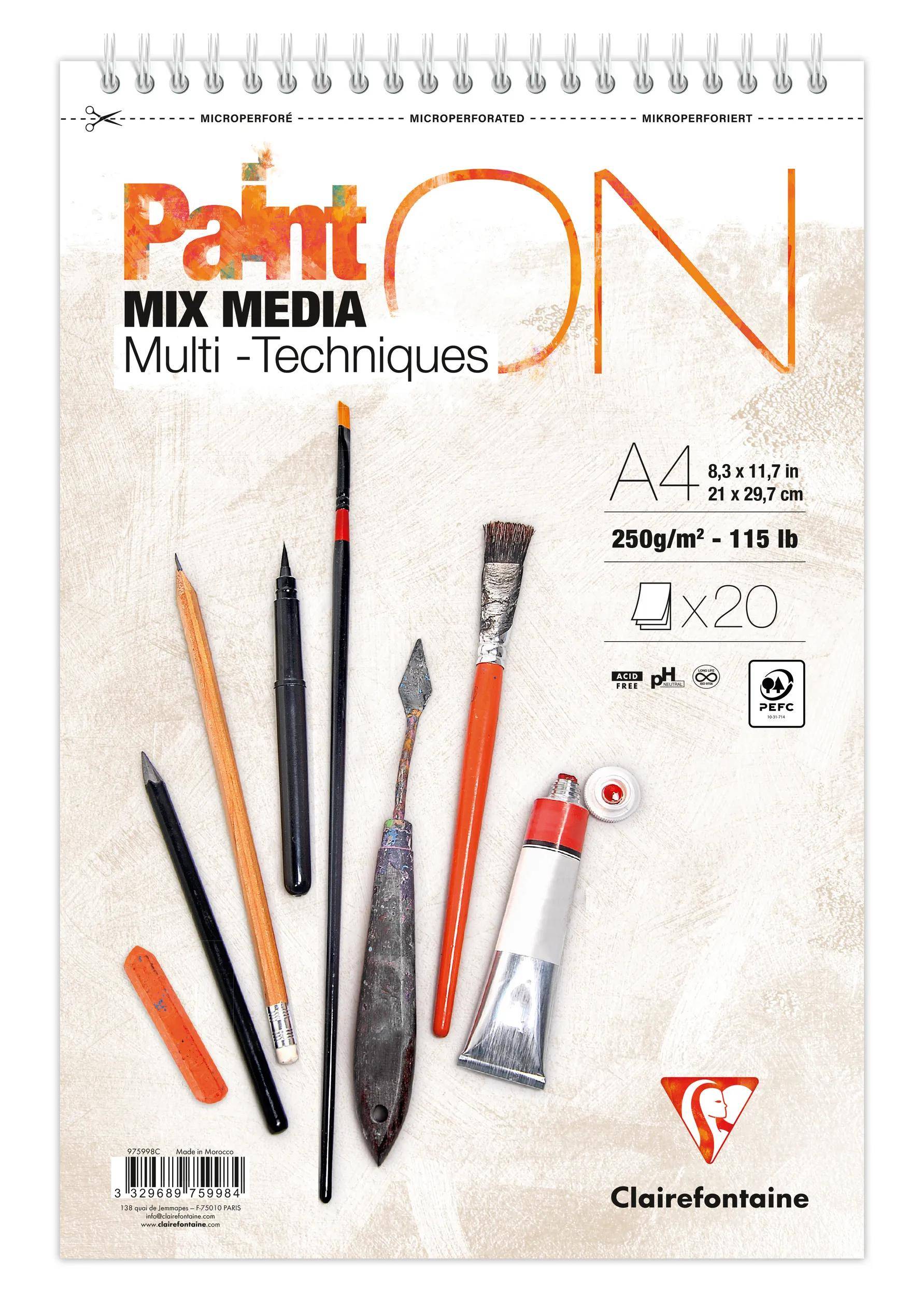Clairefontaine 4x PaintON Spir weis 20 Bl 250 g, A4+ 975998C