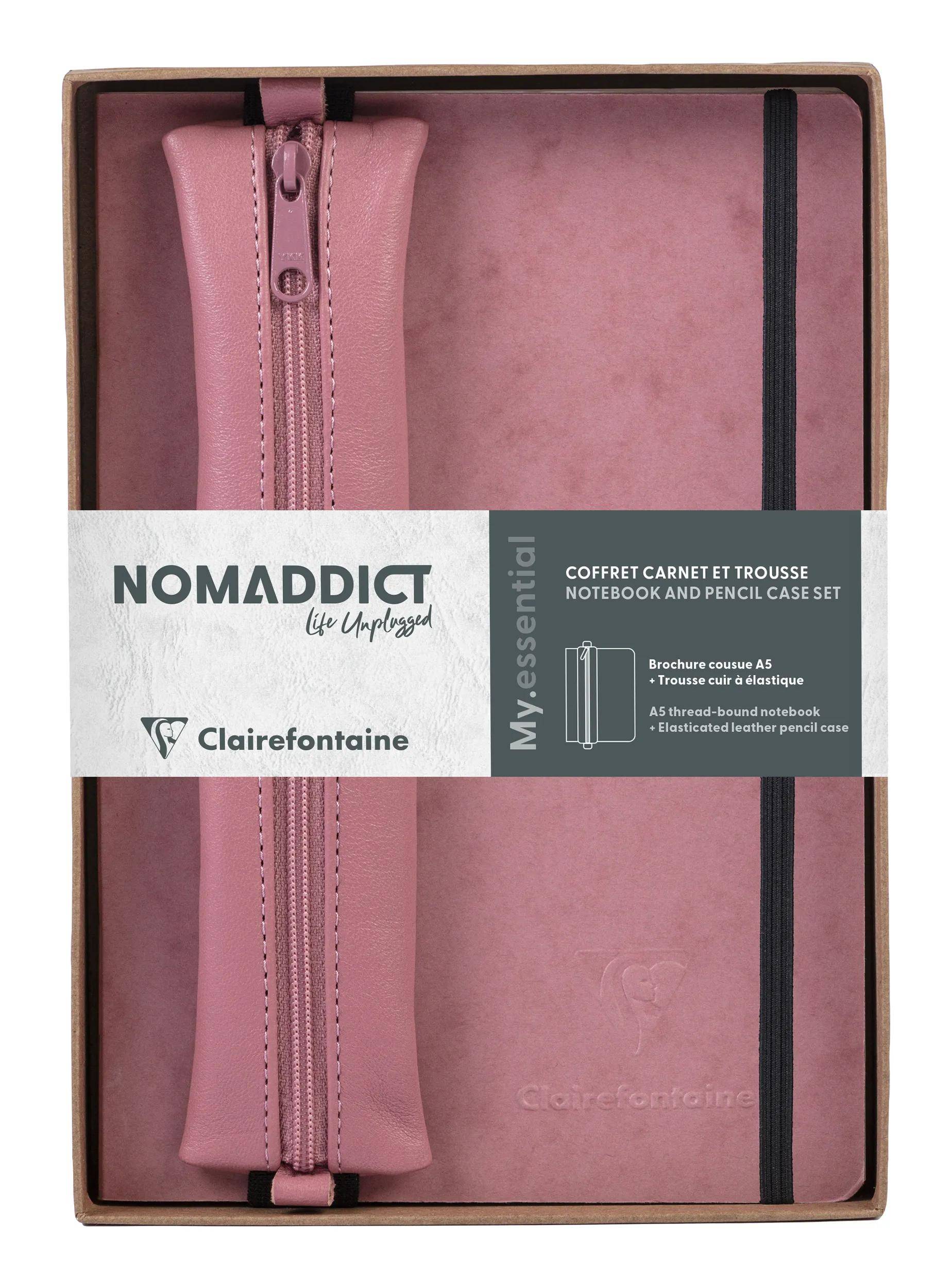 Clairefontaine Set Nomaddict, Notizbuch A5 DOT + Federmäppchen, rosa 793437C