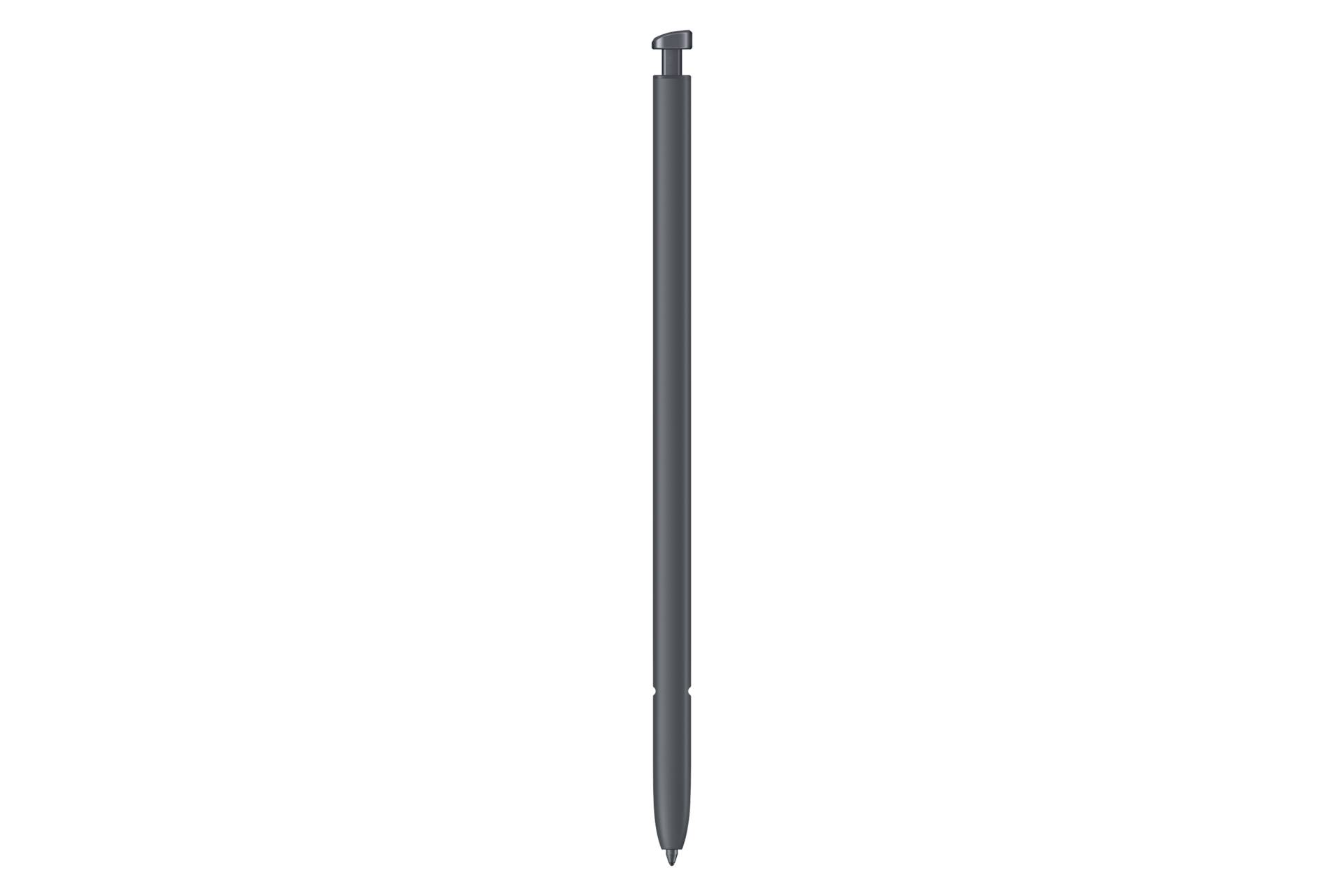 Ein langer grauer Bleistift auf schwarzem Hintergrund, vertikal dargestellt mit der Spitze nach unten.