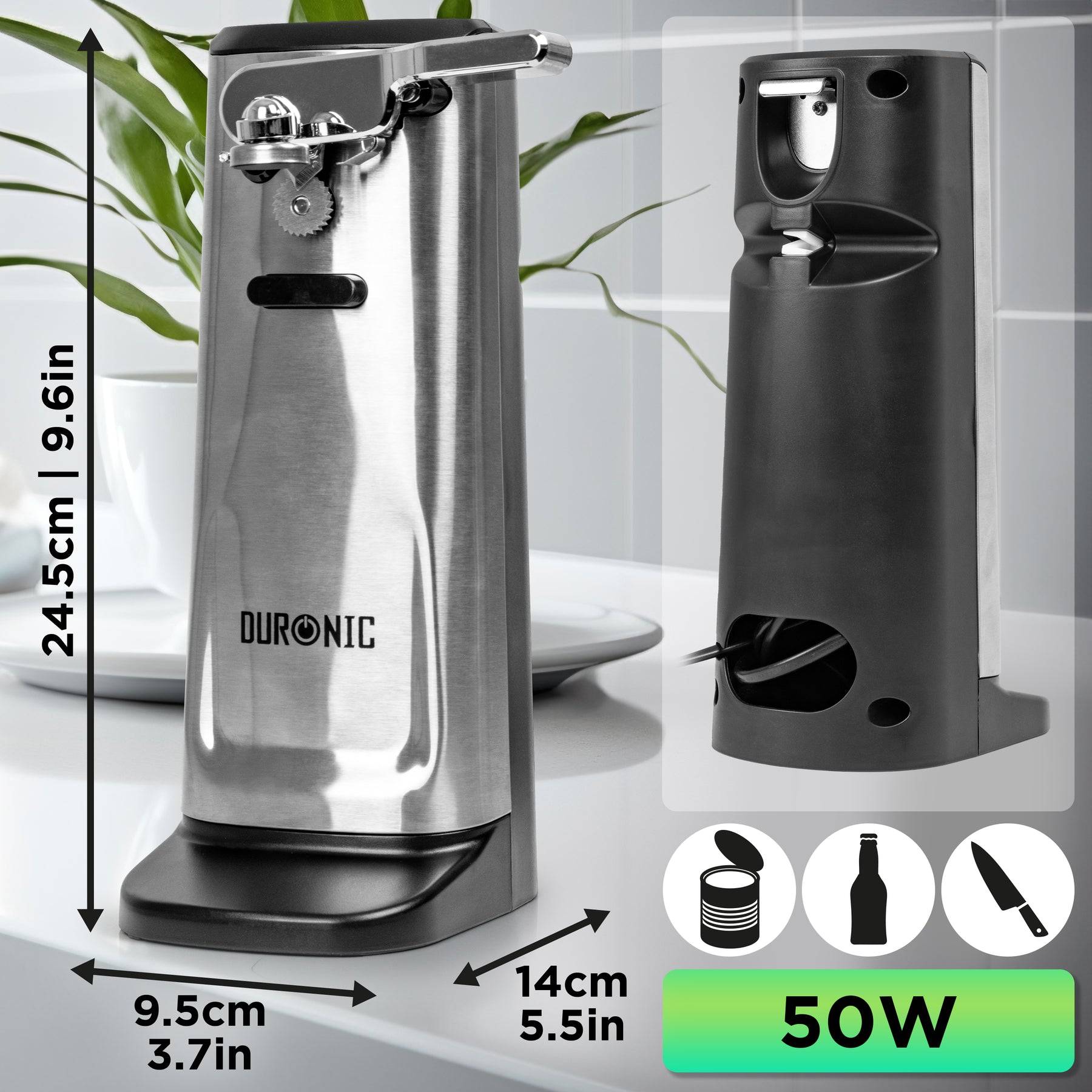 Duronic CO60 Dosenöffner, elektrischer Büchsenöffner für 600ml Konservendosen