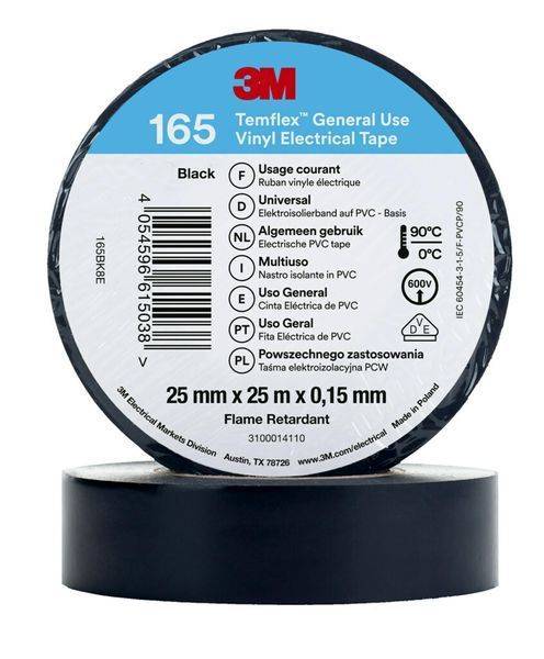 Temflex 165 Isolierband Schwarz 25mmx25m