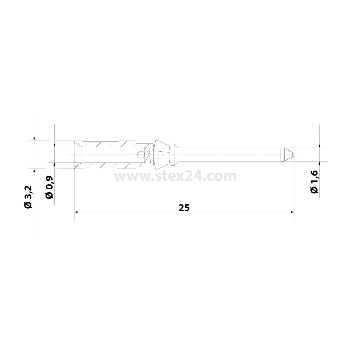 HARTING D-Crimpkontakt Kontaktstift (M) 0,14mm² - 0,37mm² AWG26 - AWG22 silber, 1 Stück Werkstoff Kupferlegierung - 1