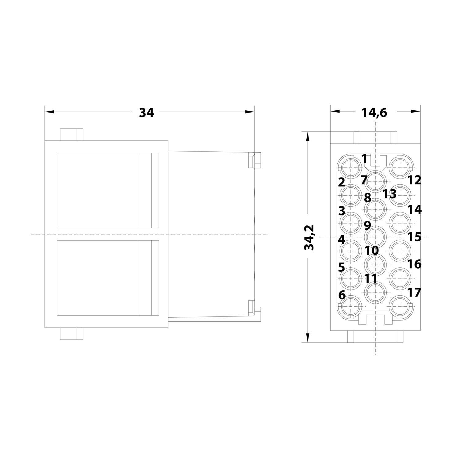 HARTING Han DDD Modul Buchseneinsatz (F) Crimpanschluss, 17-polig 160V, 10A - 1 Stück