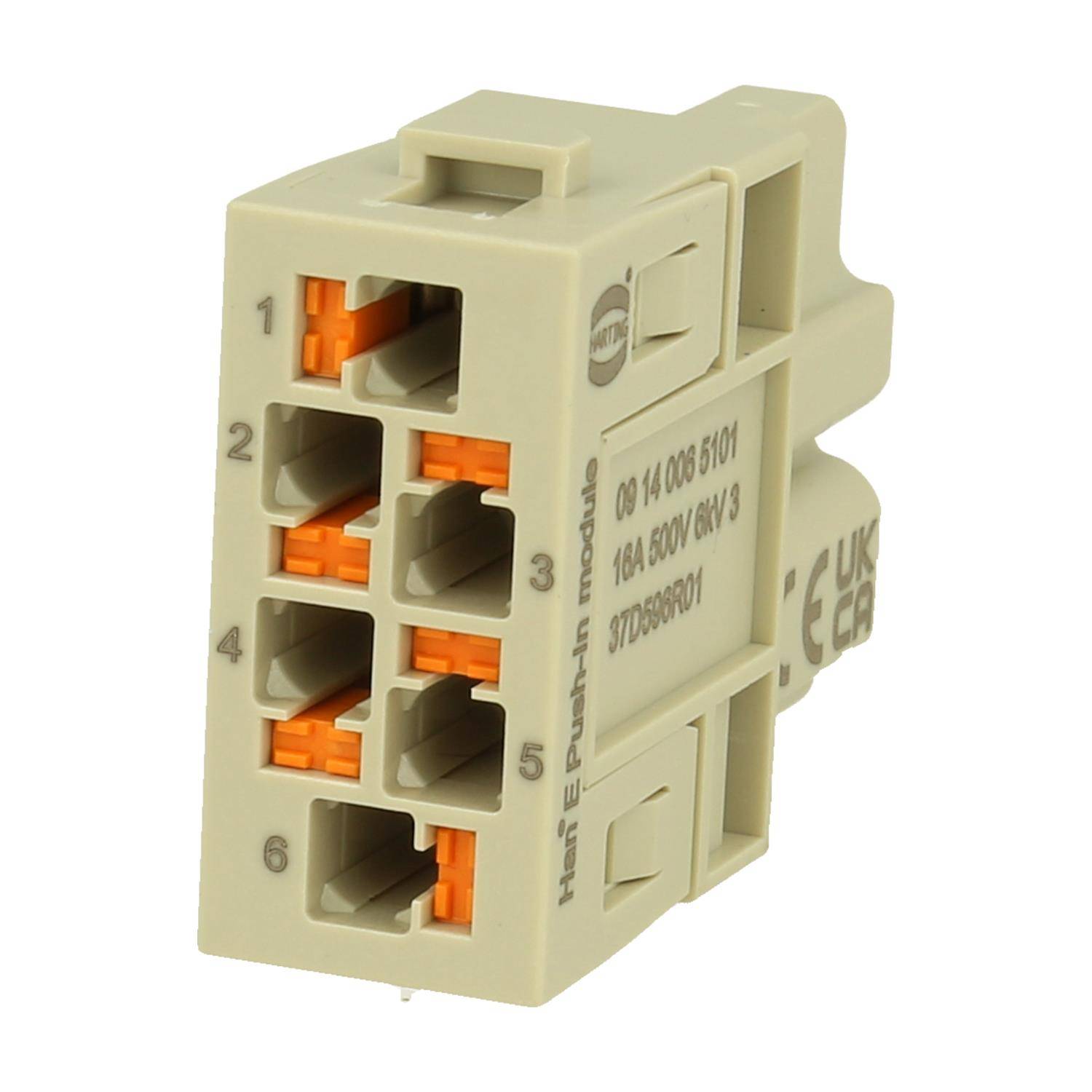Han E Modul Buchseneinsatz (F) Push-In-Anschluss, 6-polig 500V, 16A - 1 Stück