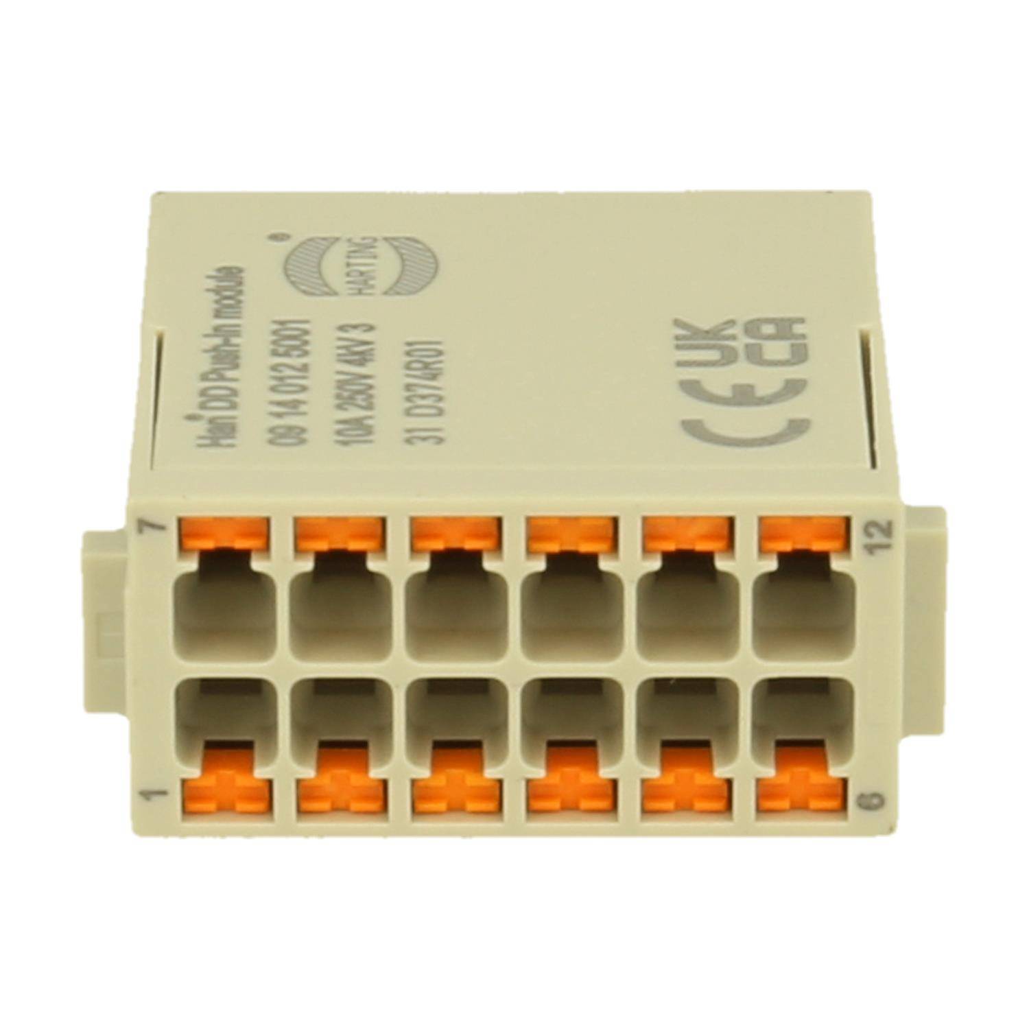 Han DD Modul Stifteinsatz (M) Push-In-Anschluss, 12-polig 250V, 10A - 1 Stück