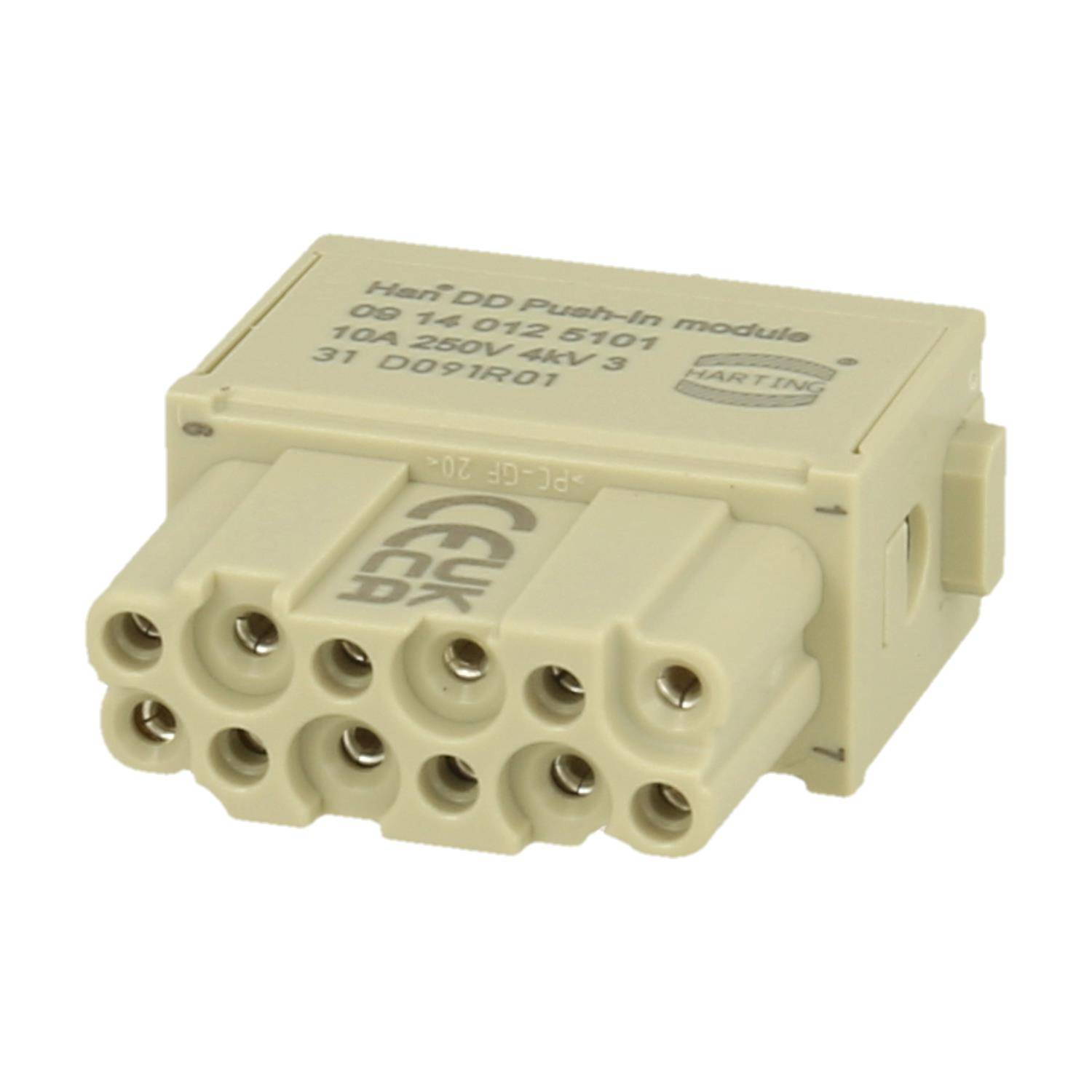Han DD Modul Buchseneinsatz (F) Push-In-Anschluss, 12-polig 250V, 10A - 1 Stück