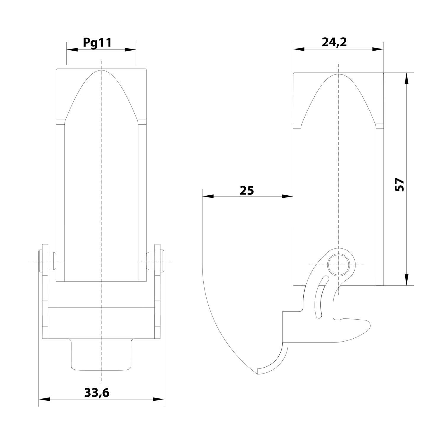 HARTING Han 3A Kupplungsgehäuse, 1xPG11 gerader Kabelabgang, mit 1 Bügel Verschraubung PG11 Klemmbereich 4,0mm - 10,0mm
