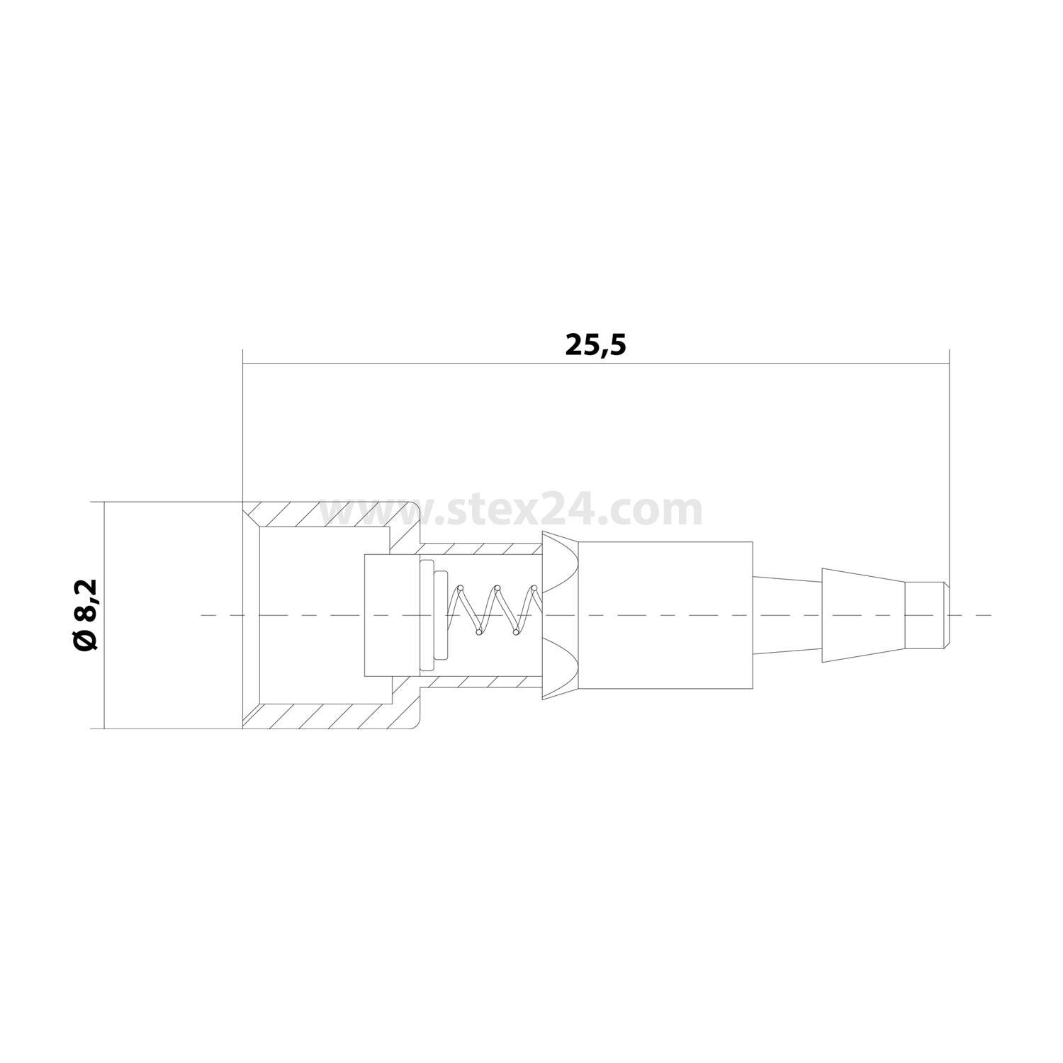 HARTING Pneumatik-Kontakt mit Absperrventil Kontaktbuchse (F) Schlauch-Innendurchmesser 3,0mm schwarz, 1 Stück