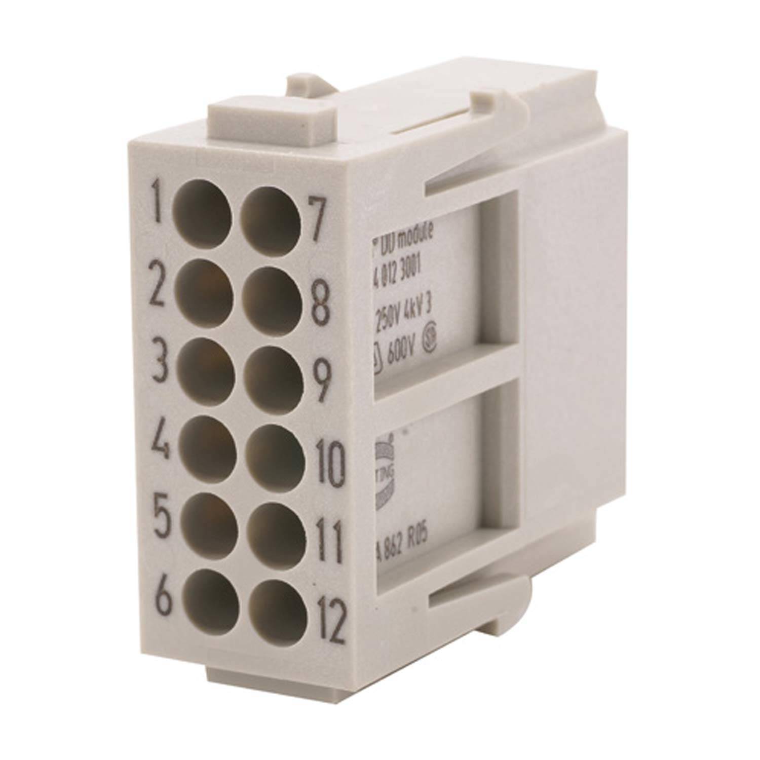 HARTING Han DD Modul (OLD) Stifteinsatz (M) Crimpanschluss, 12-polig 250V, 10A - 1 Stück