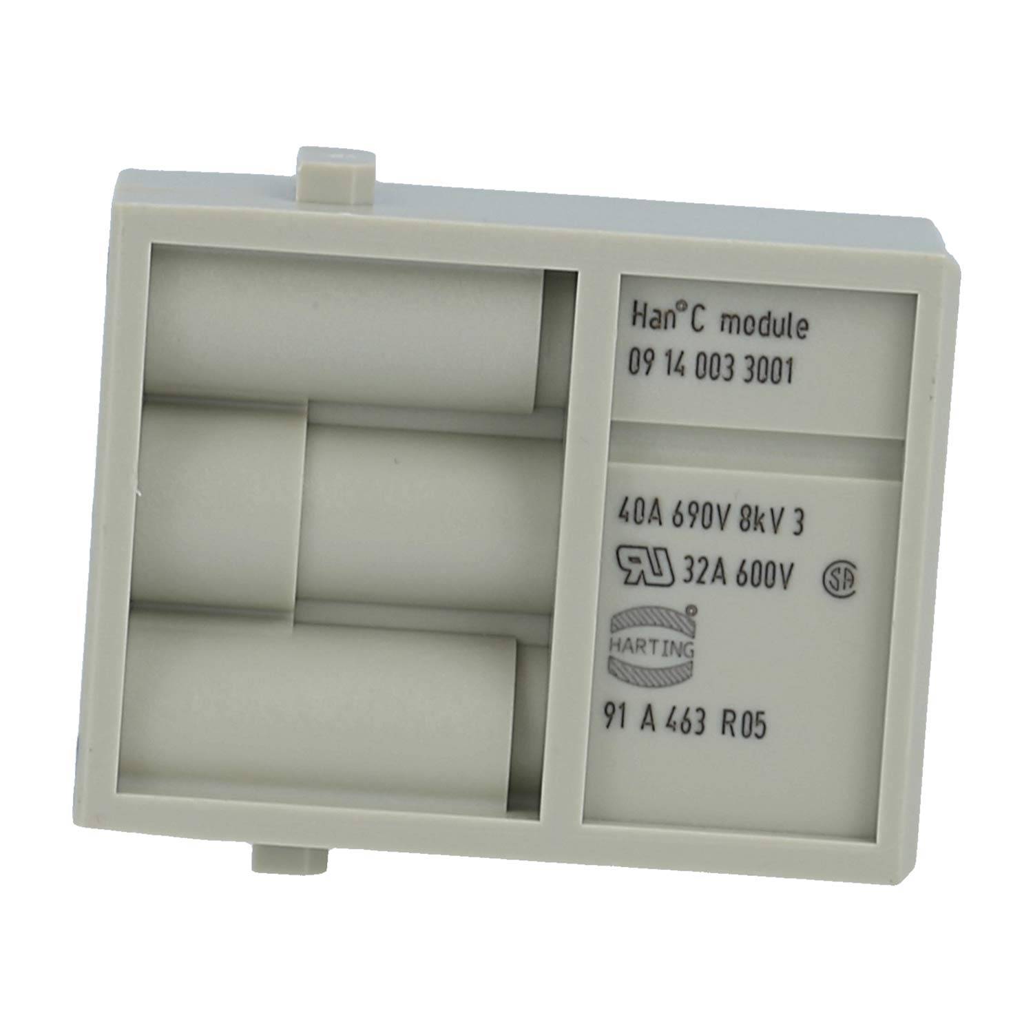 HARTING Han C Modul Stifteinsatz (M) Crimpanschluss, 3-polig 690V, 40A - 1 Stück