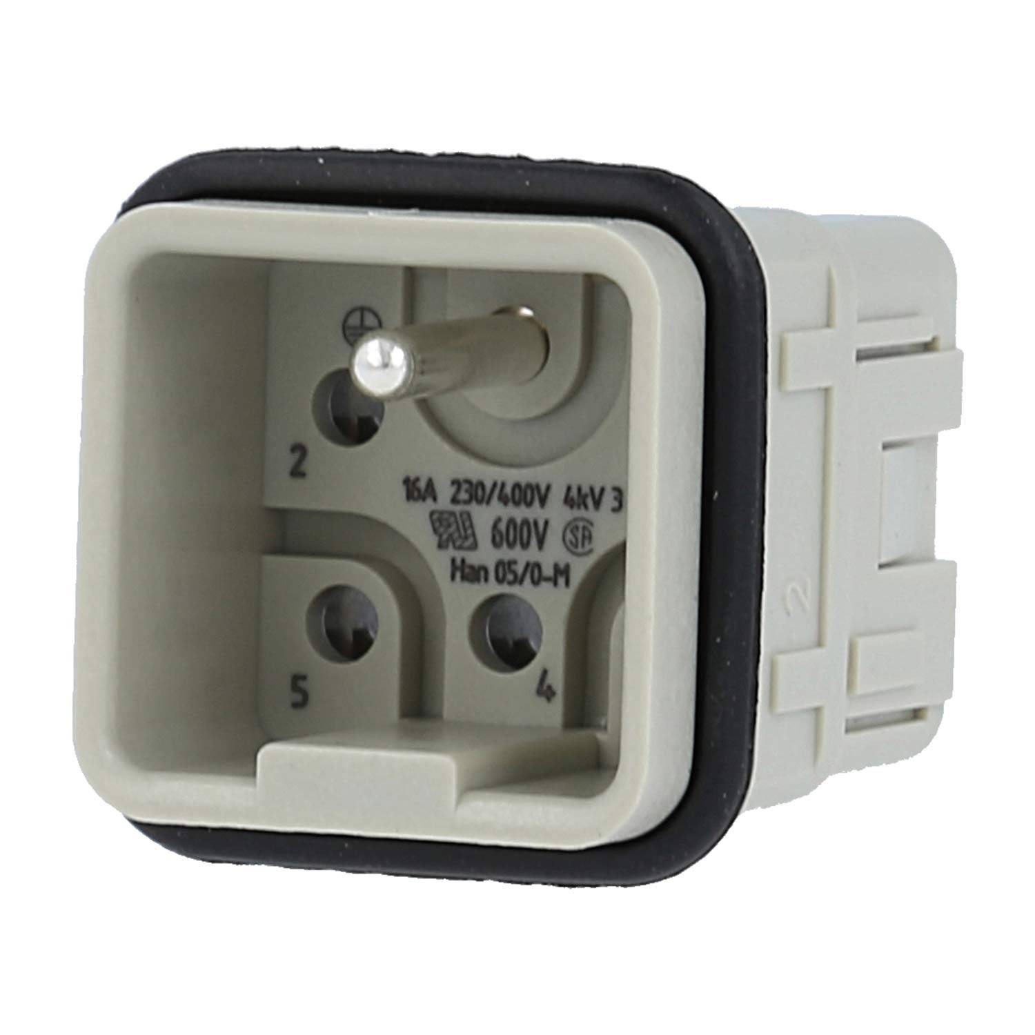 HARTING Han Q5/0 Stifteinsatz (M) Crimp- / Schraubanschluss (PE), 5-polig+PE 230V/400V, 16A - 1 Stück