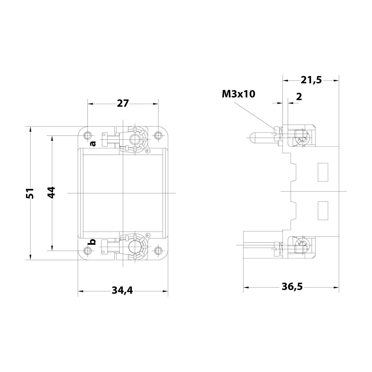 HARTING Han Gelenkrahmen (F), Baugröße 6B Buchse, für 2 Module Querschnitt PE 1mm² - 2,5mm² / 4mm² - 10mm²