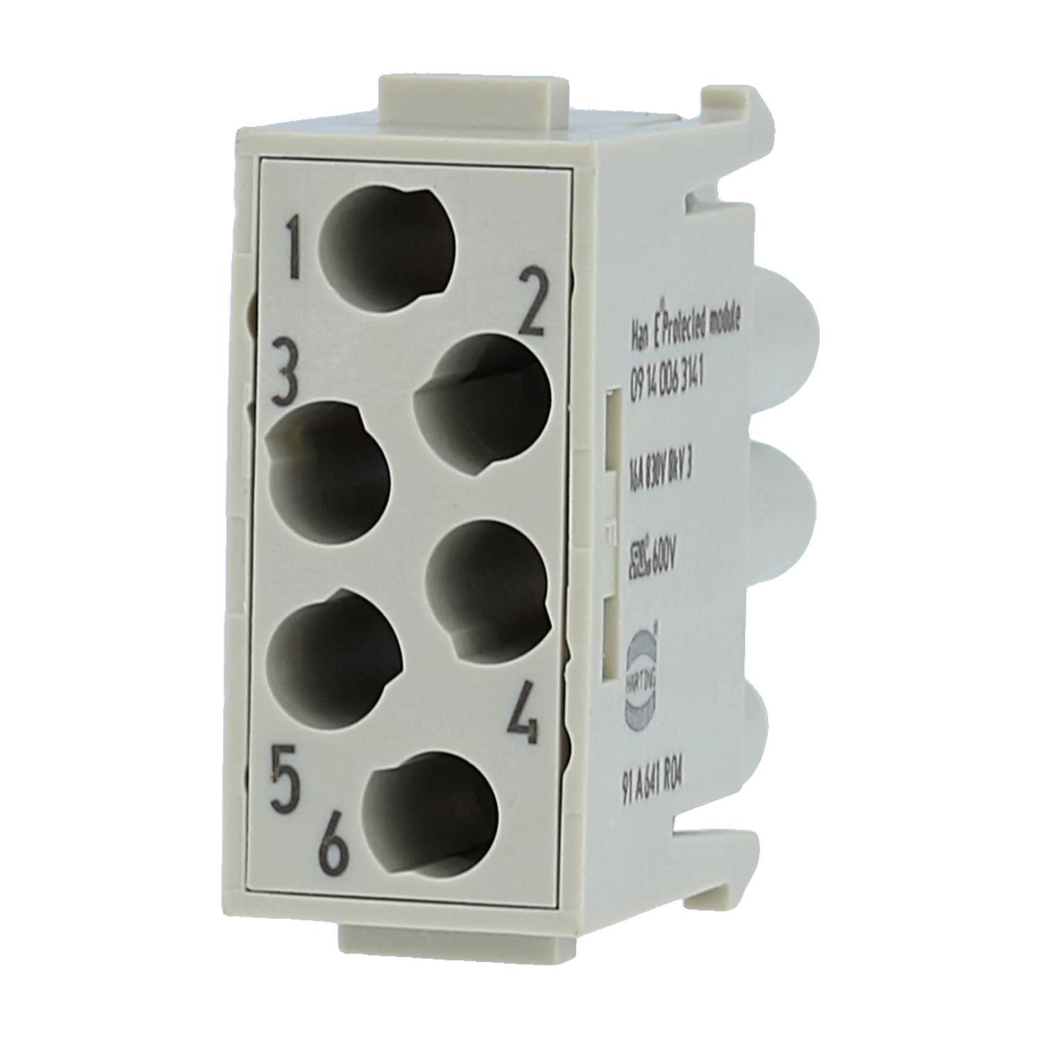 HARTING Han E Protected Modul Buchseneinsatz (F) Crimpanschluss, 6-polig 830V, 16A - 1 Stück