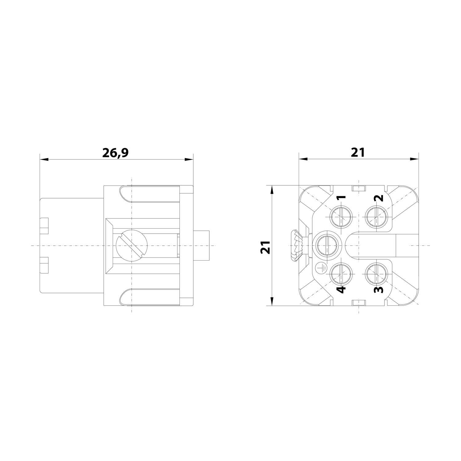 HARTING Han 4A Buchseneinsatz (F) Schraubanschluss, 4-polig+PE 230V/400V, 10A - 1 Stück