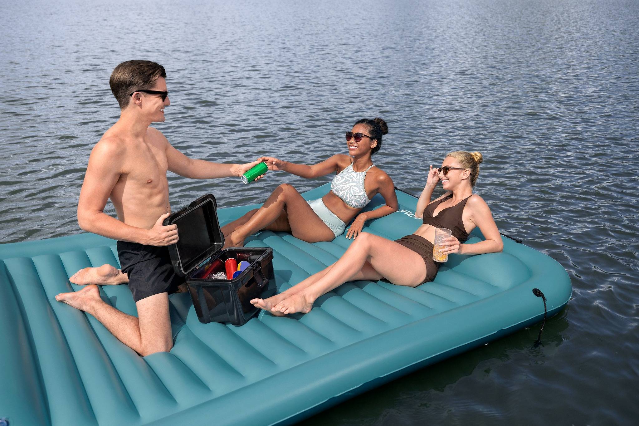 Bestway Badeinsel Schwimminsel Hydro Force Sun Soaker 269x183x25,5cm Matratze