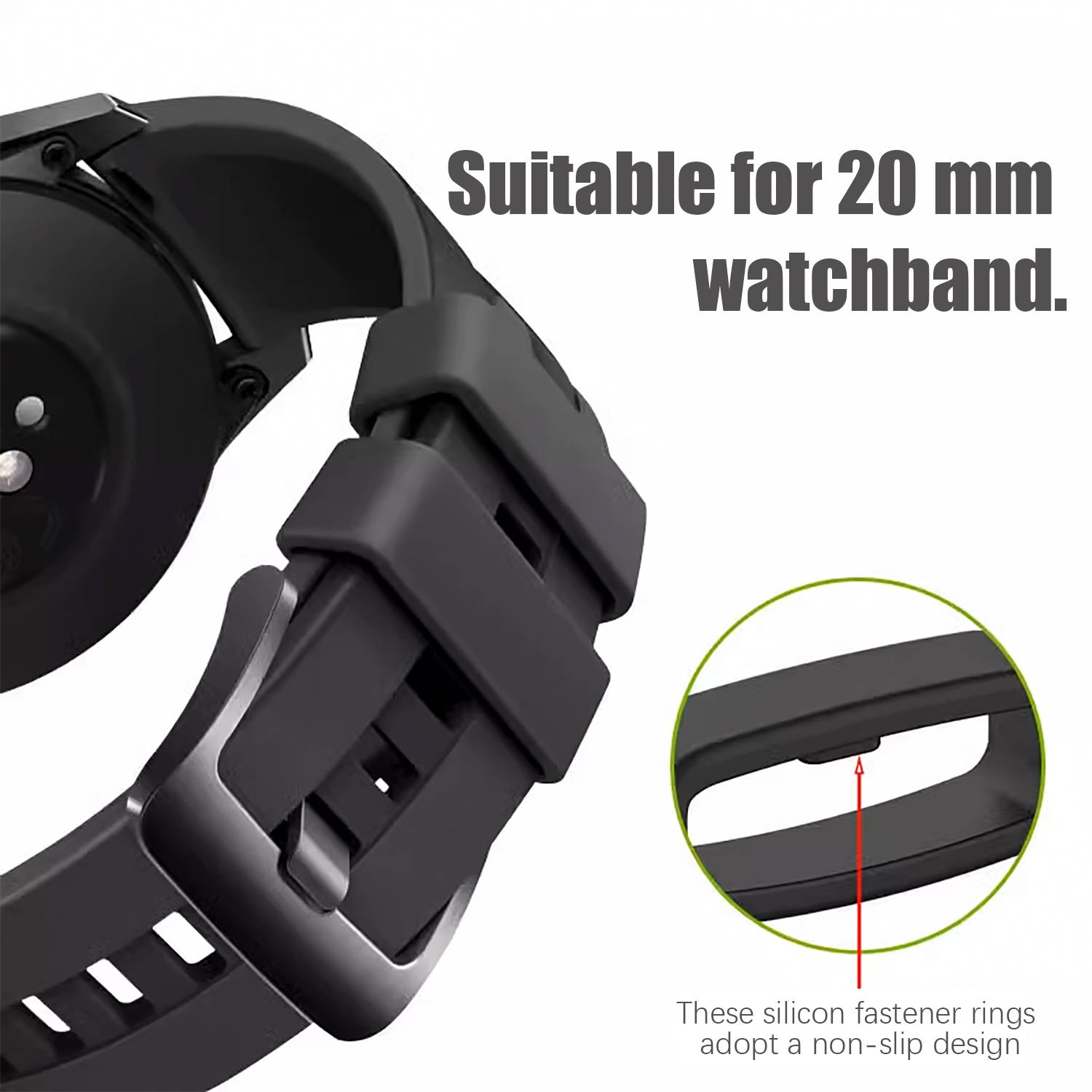 Schlaufe für 20 mm breite Uhrenarmbänder im 10er-Pack Black