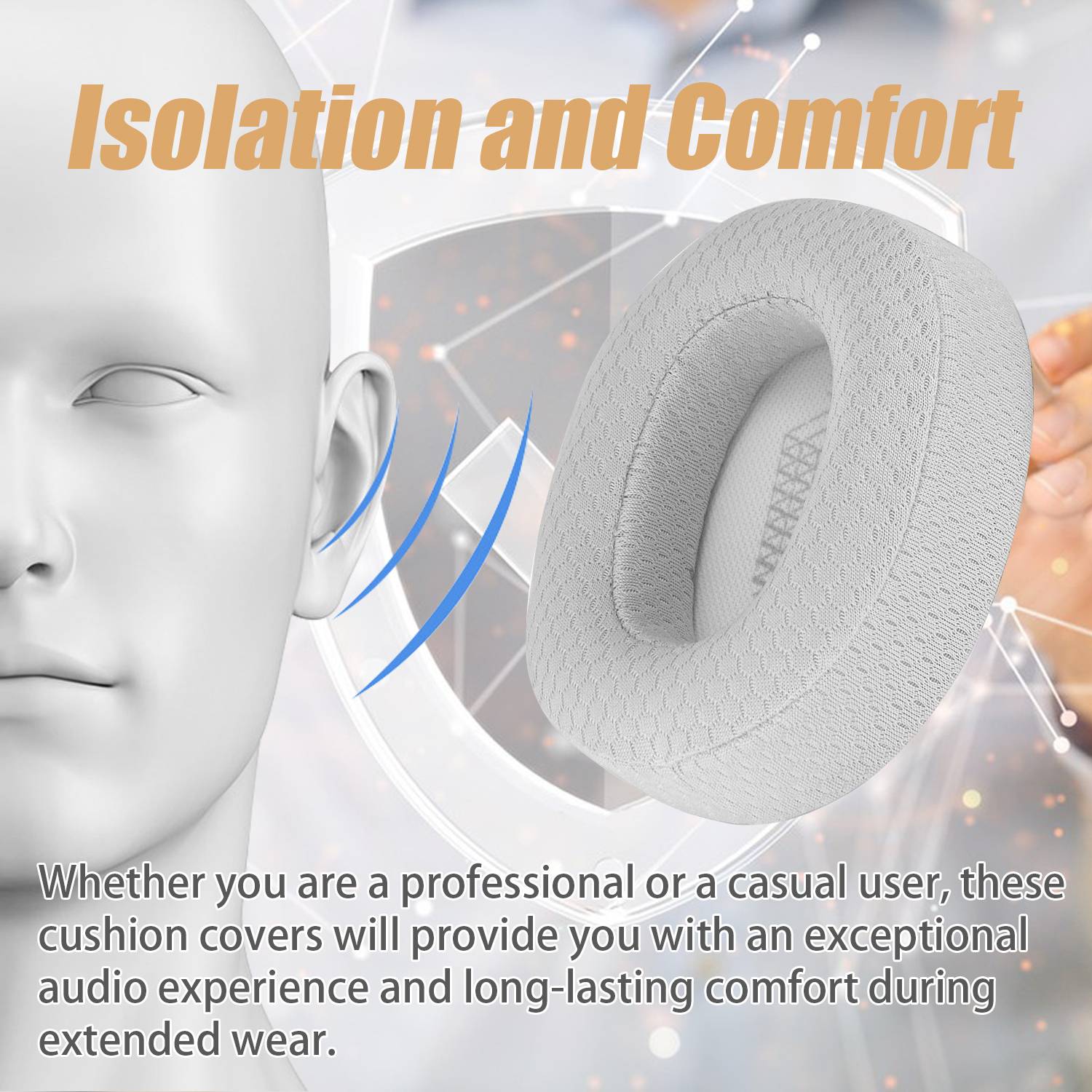 Ohrpolster für JBL E65BTNC/Duet NC/Live 650 BTNC/Live 660 BTNC Grey