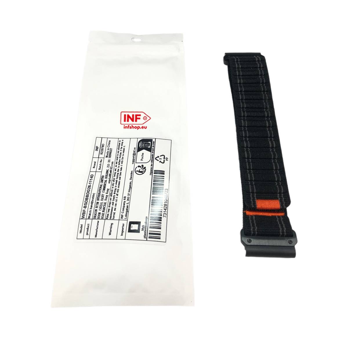 Nylon-Uhrenarmband für Garmin Fenix 8/5/6/7X Pro/Epix 935/965 Black + light gray 26 mm