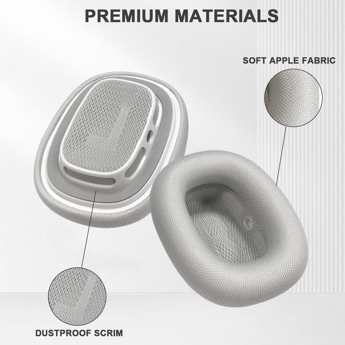 Ohrpolster für AirPods Max – Apple Stoff & Silikon Silver