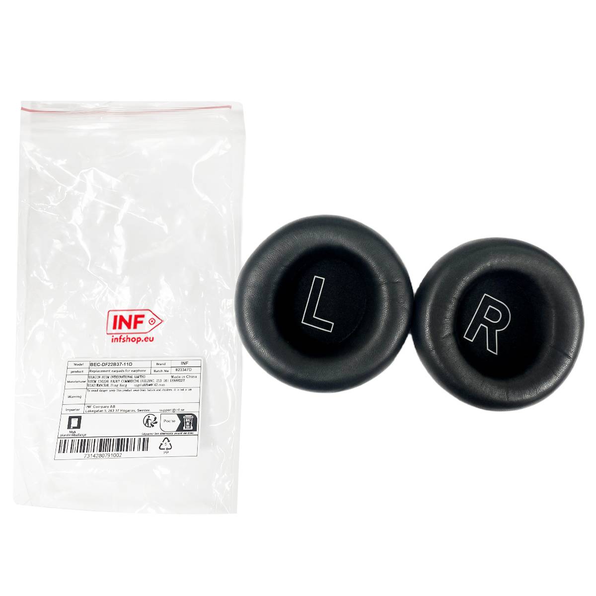 Schwarze Lammnappa-Ohrpolster für B&O Beoplay H9 3. Gen - 2er-Pack