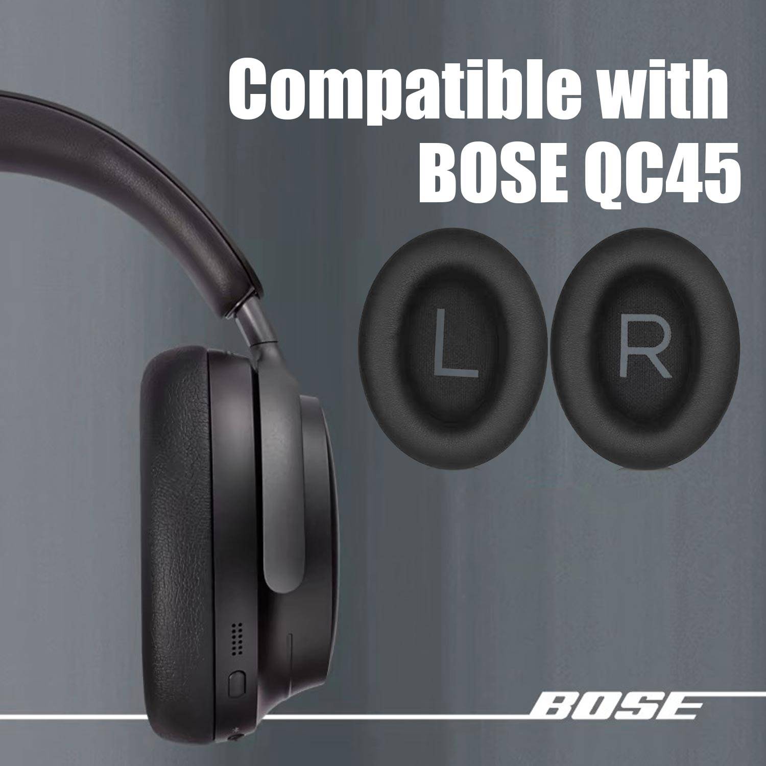Ohrpolster für Bose QC45 Kopfhörer Schwarz