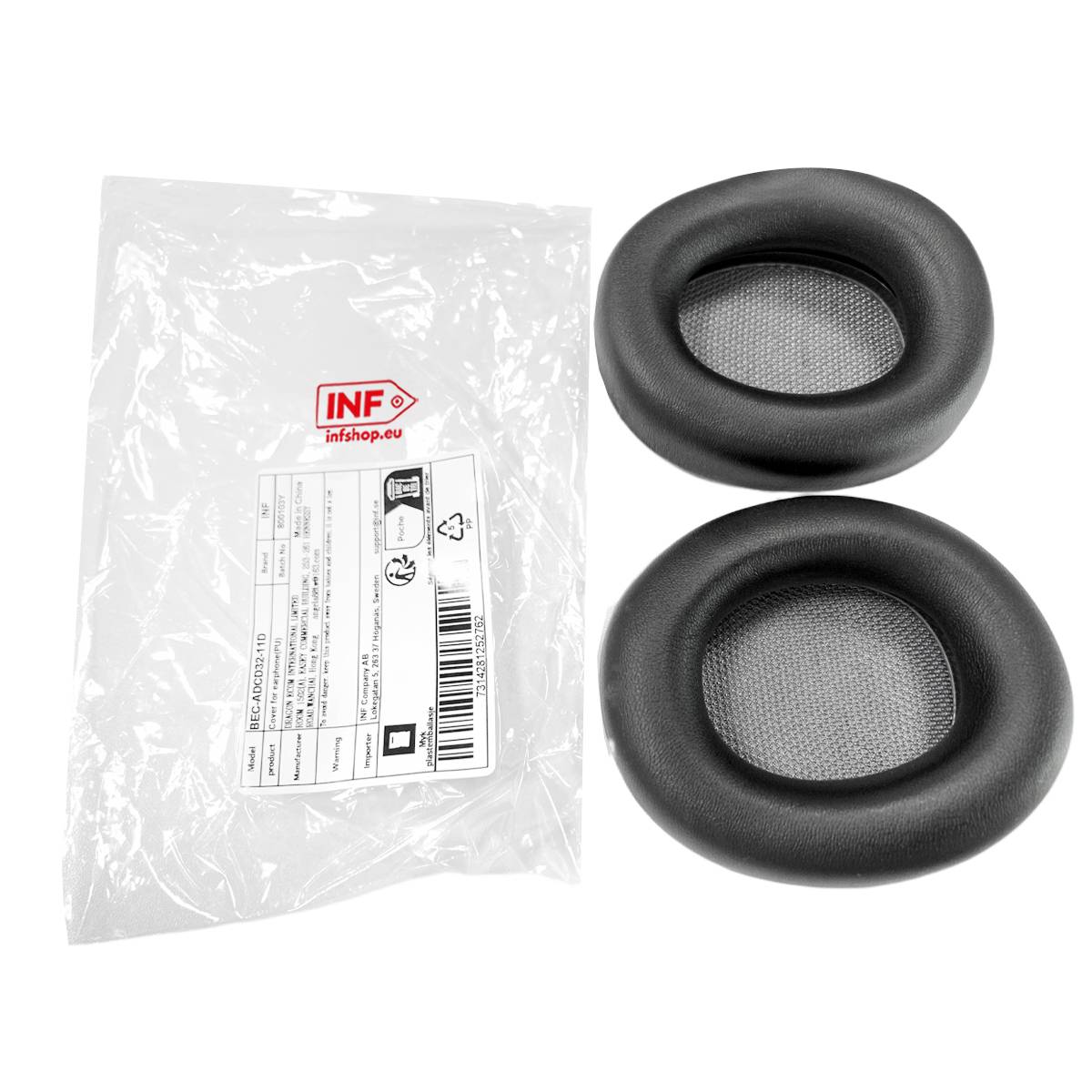 Ersatz-Ohrpolster kompatibel mit Beyerdynamic Lagoon ANC Kopfhörern - Schwarz (2 Stück mit Schnalle)