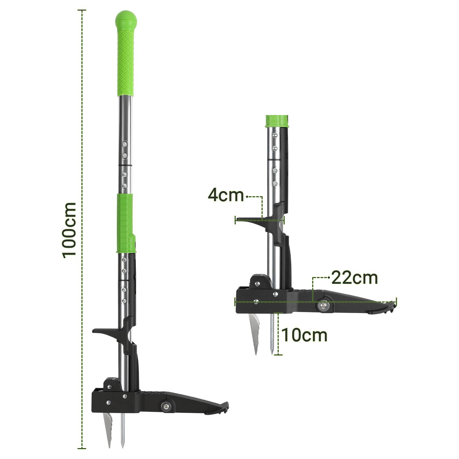 1 Stück Unkrautstecher manuell mit langem Griff 100 cm – Mechanischer Unkrautentferner für Garten und Rasen